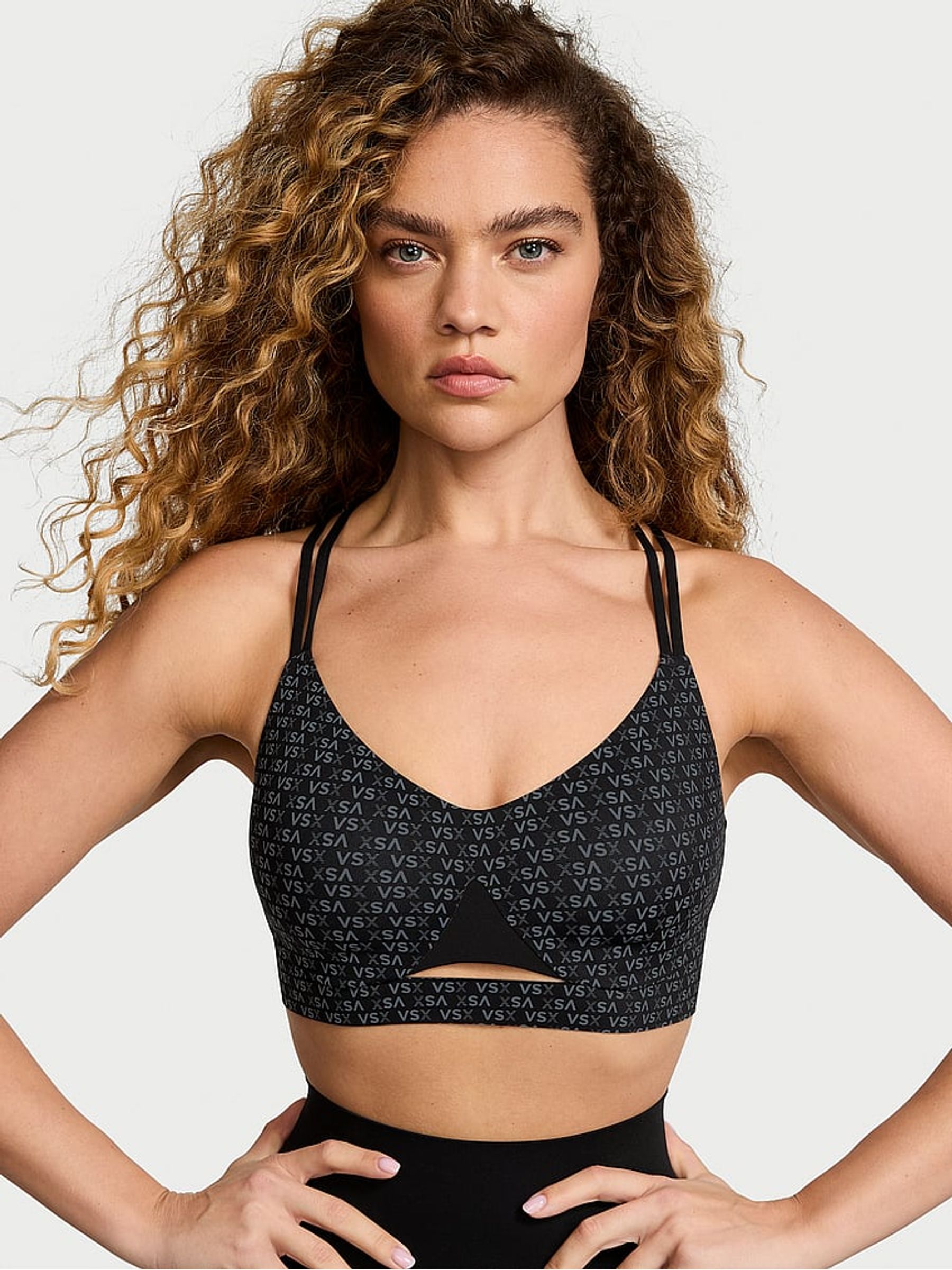 Black Logo Elevate™ Strappy Comfort Low Support Sports Bra - Image 1 of 4