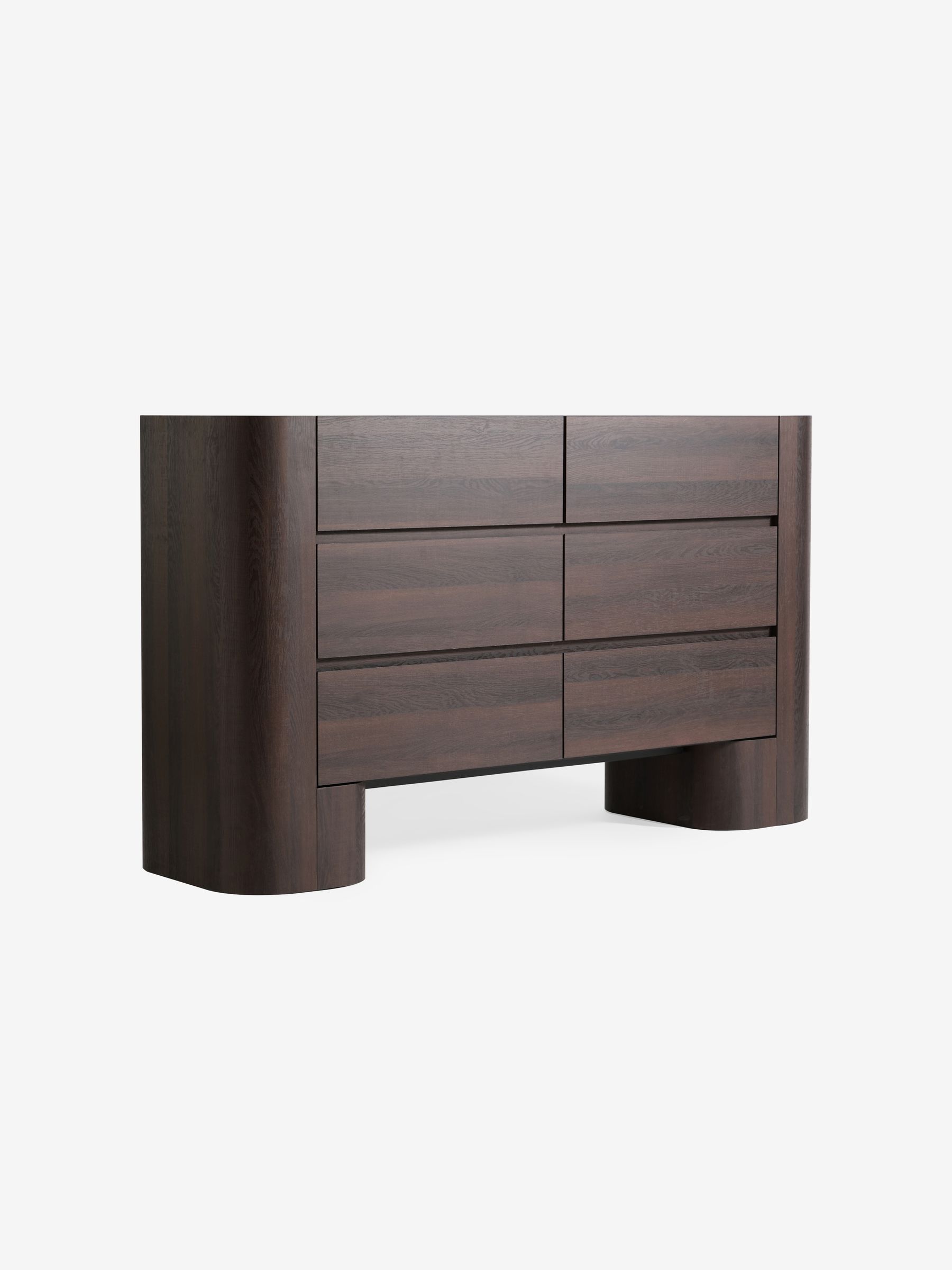 Dark Wood Effect Wide Kain Wide 6 Drawer Chest - Image 4 of 5