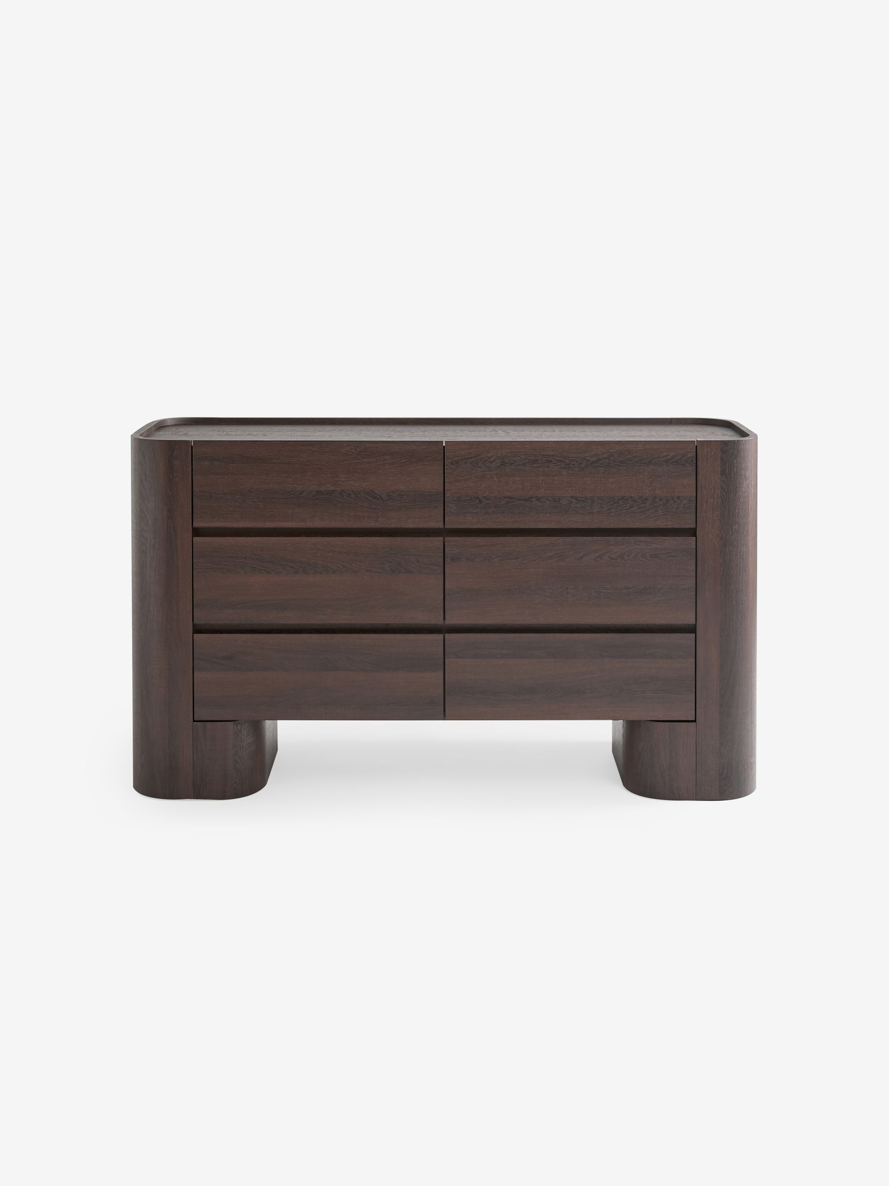 Dark Wood Effect Wide Kain Wide 6 Drawer Chest - Image 5 of 5