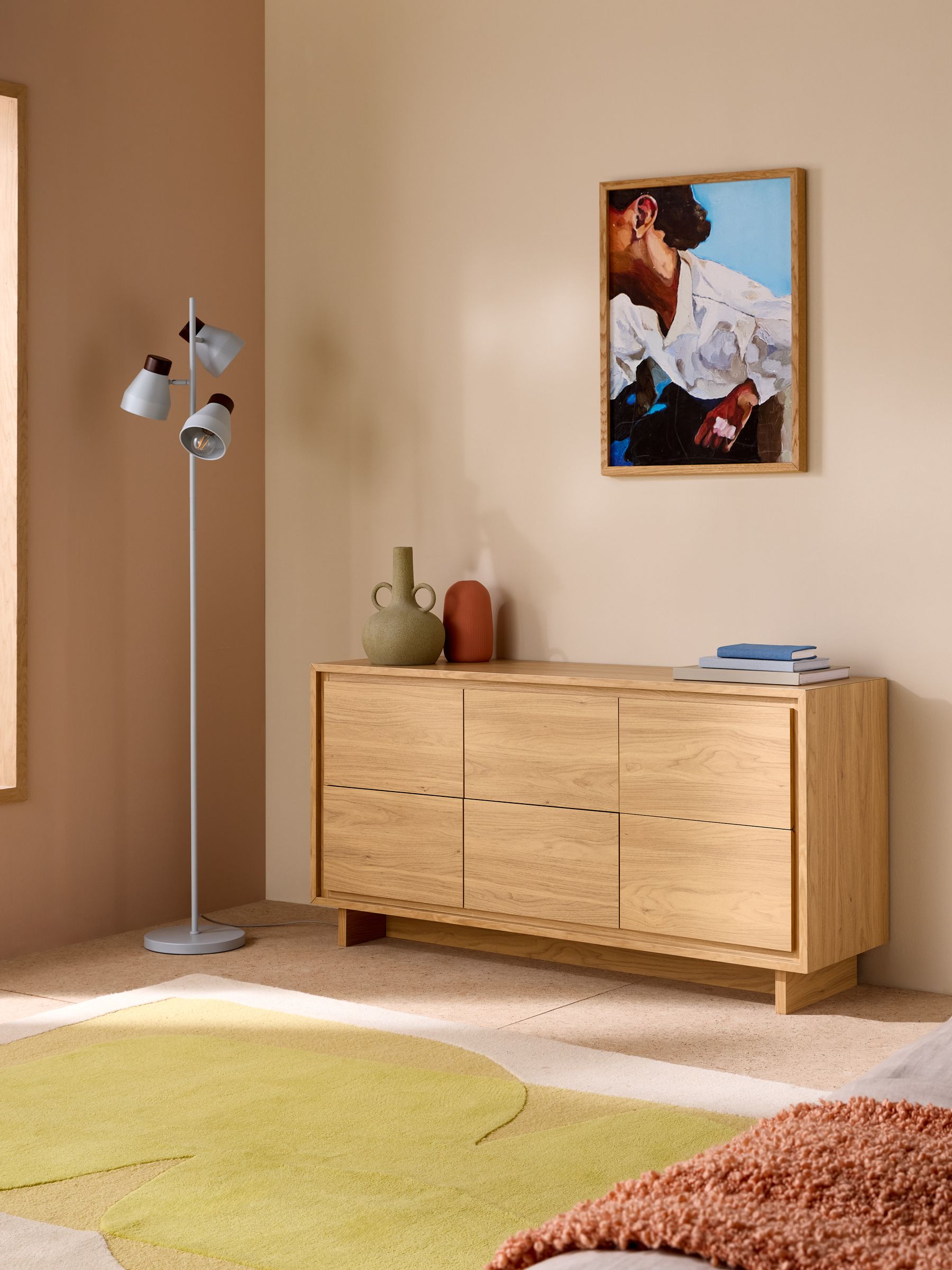 Oak Kaci Wide Chest of Drawers - Image 1 of 6
