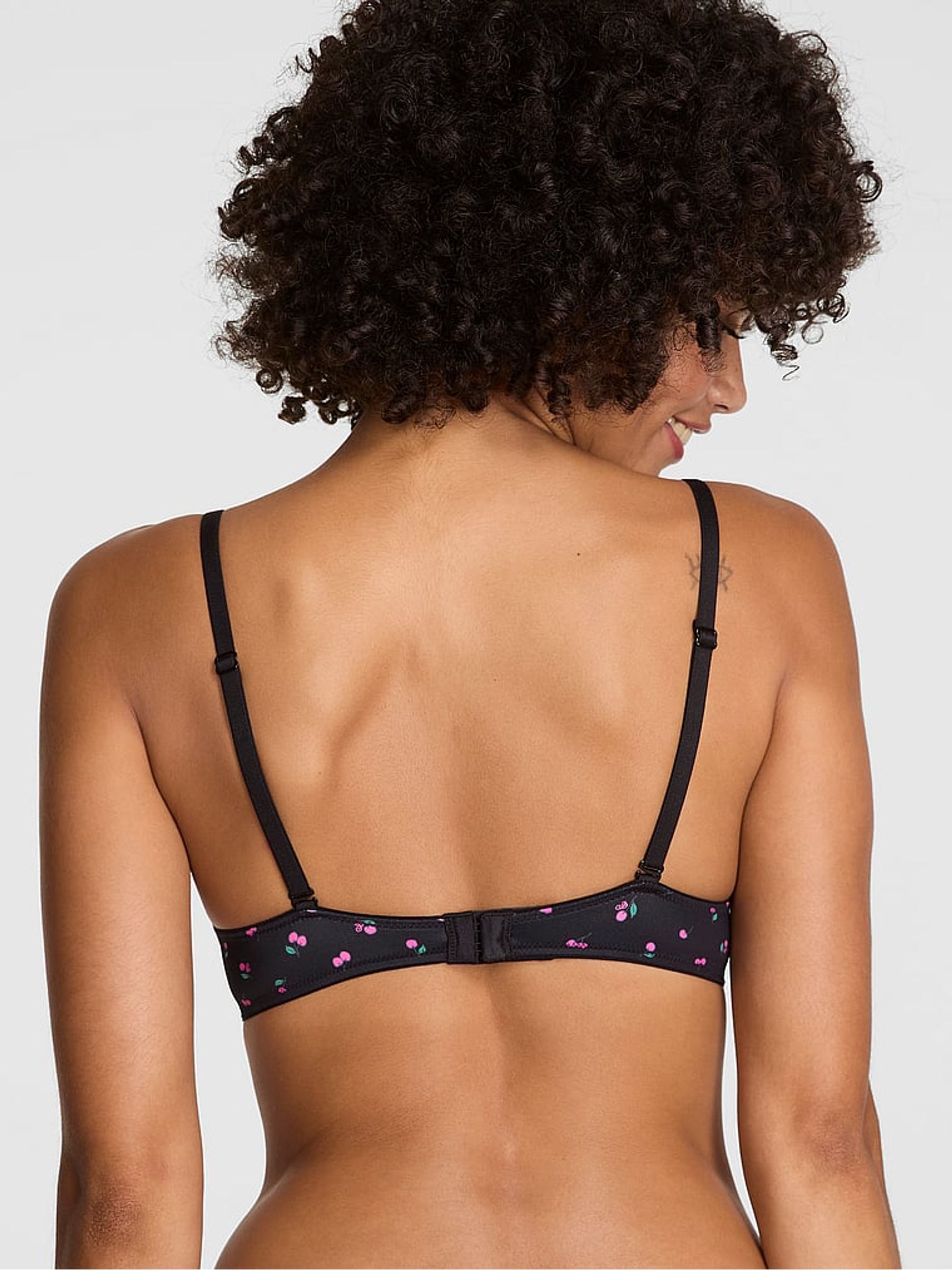 Black Cherry Print Non Wired Push Up Bra - Image 2 of 2