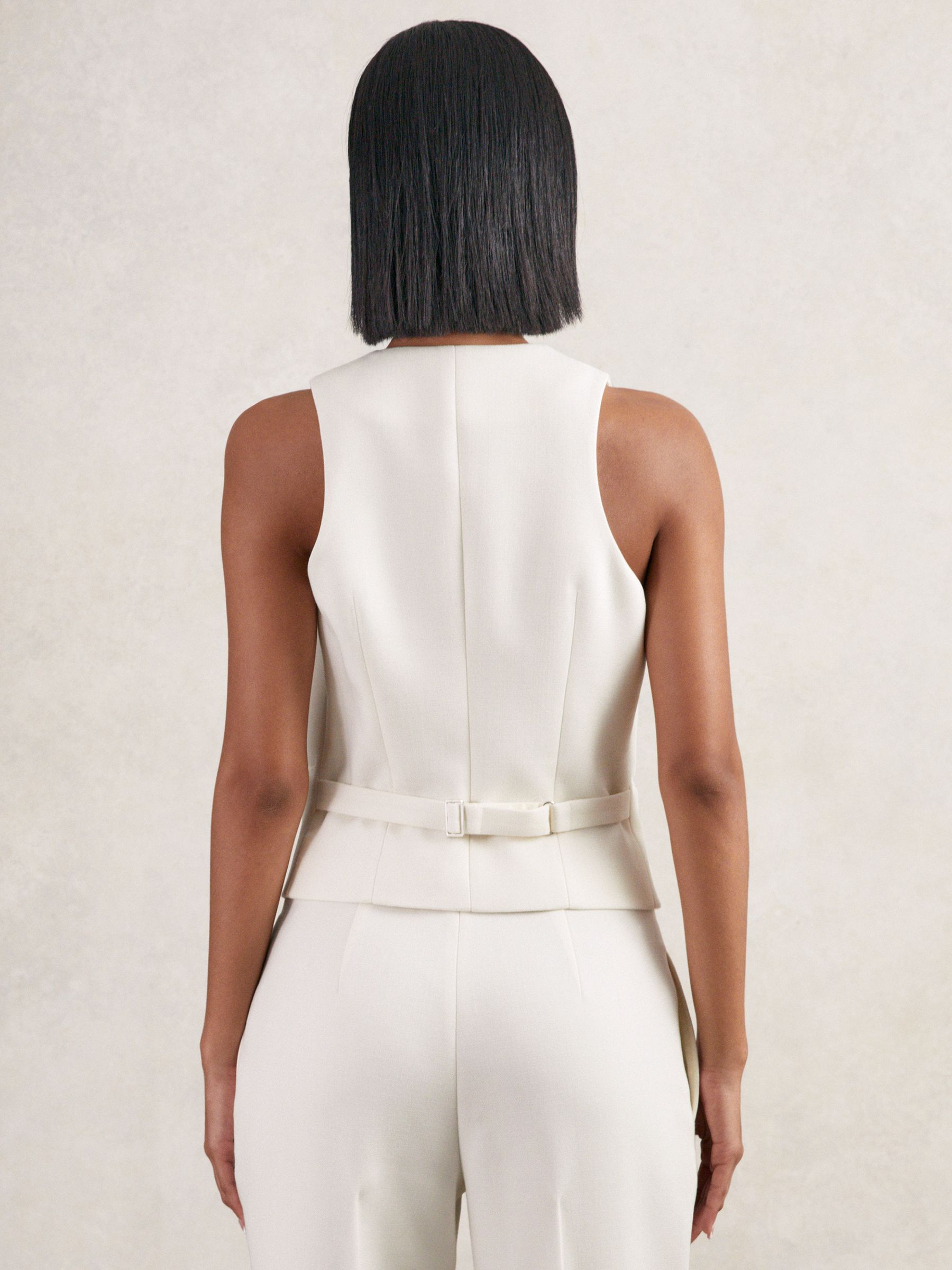Single-Breasted Twill Waistcoat With Wool in White - Image 5 of 7