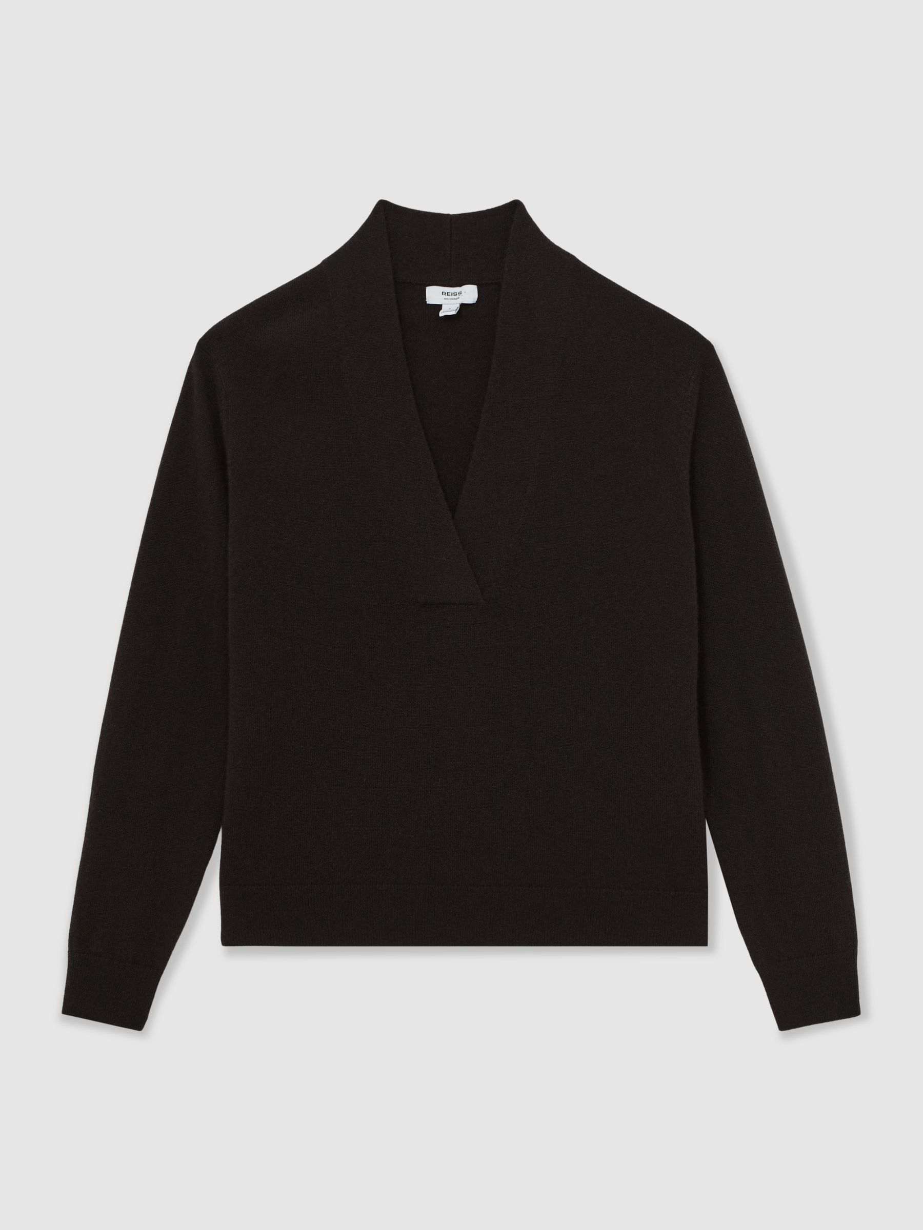 Cashmere V-Neck Jumper in Chocolate Brown - Image 2 of 6