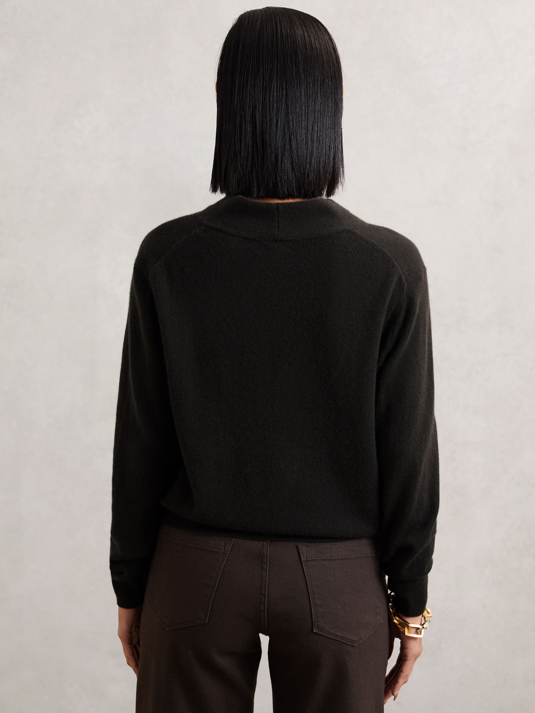 Cashmere V-Neck Jumper in Chocolate Brown - Image 5 of 6