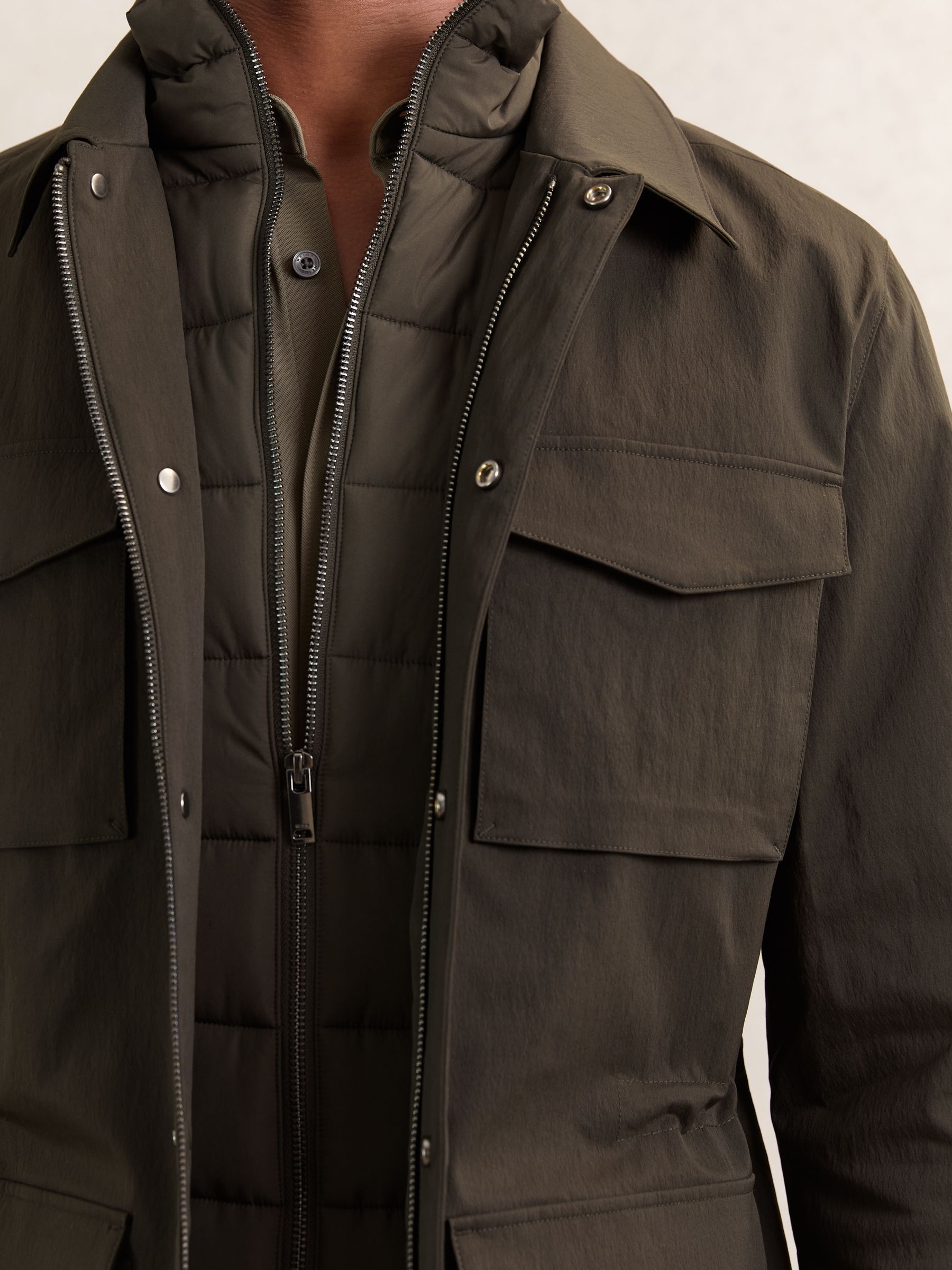 Removable-Gilet Safari Jacket in Green - Image 5 of 9