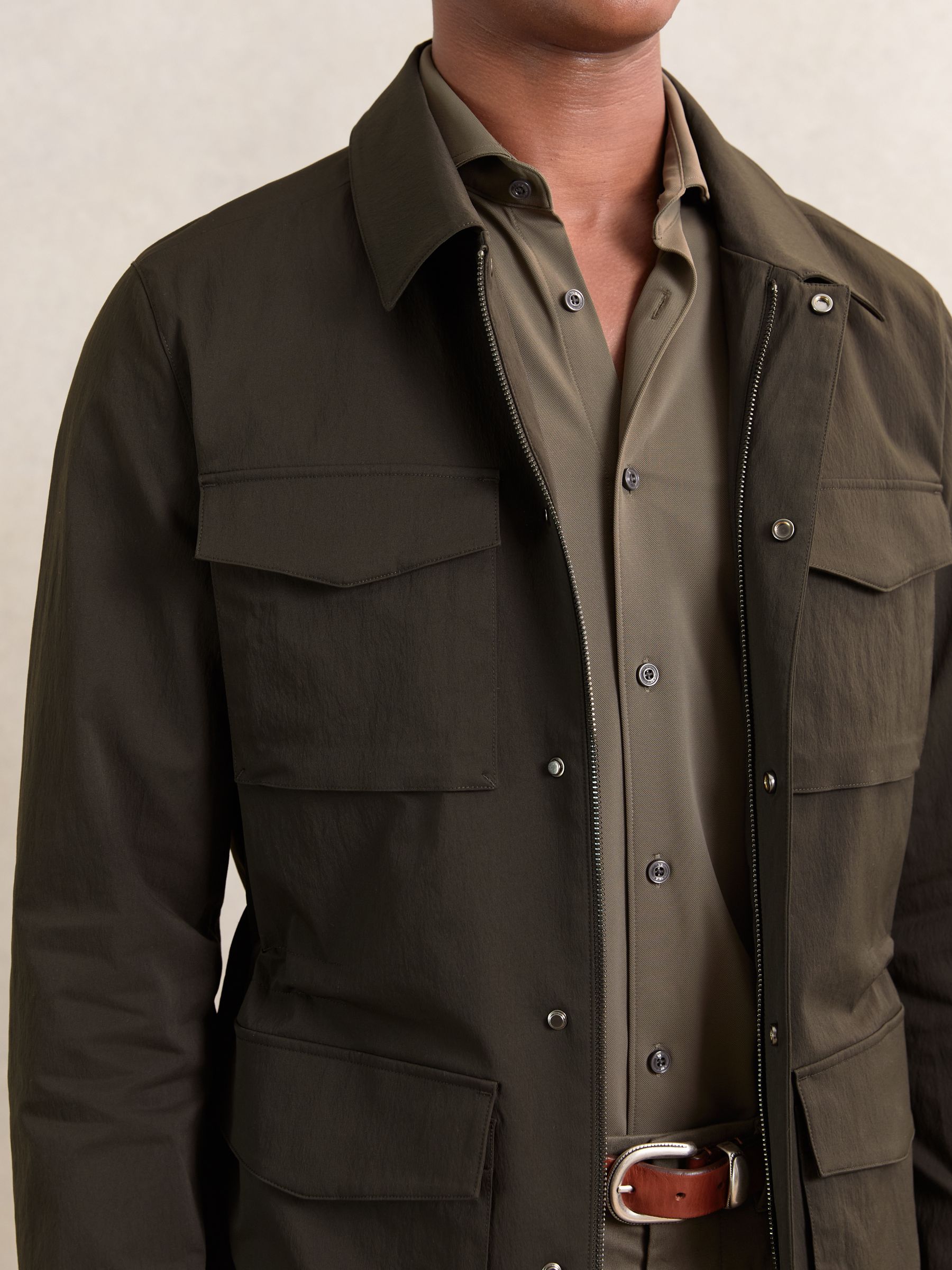 Removable-Gilet Safari Jacket in Green - Image 7 of 9