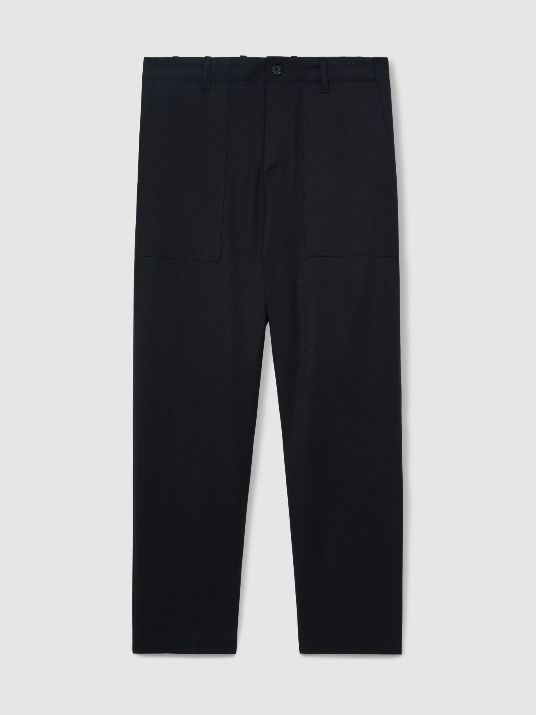 Lyocell Cotton Wide Utility Trousers in Navy - Image 2 of 6