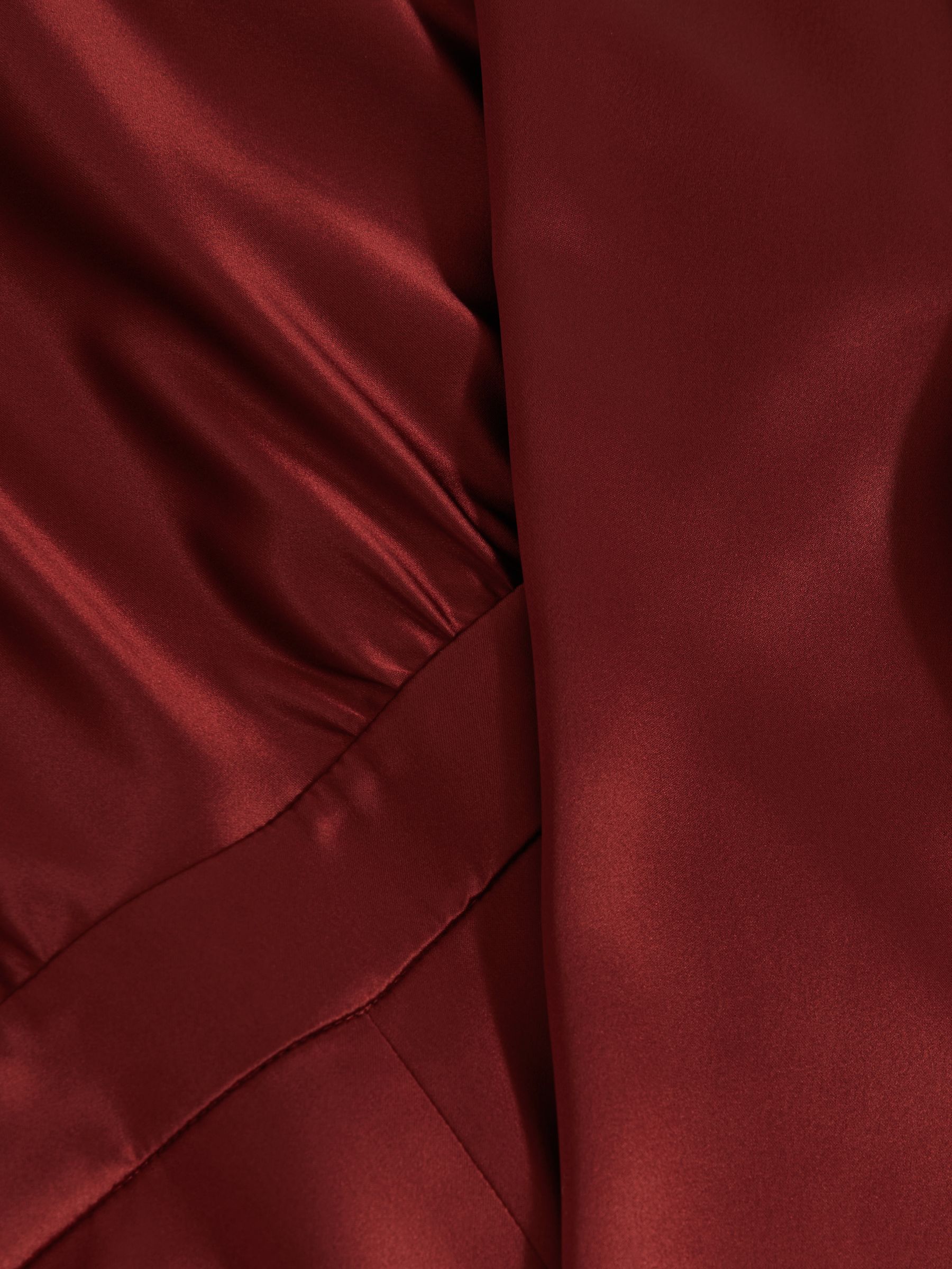Petite Satin Cape-Sash Jumpsuit in Dark Red - Image 5 of 6