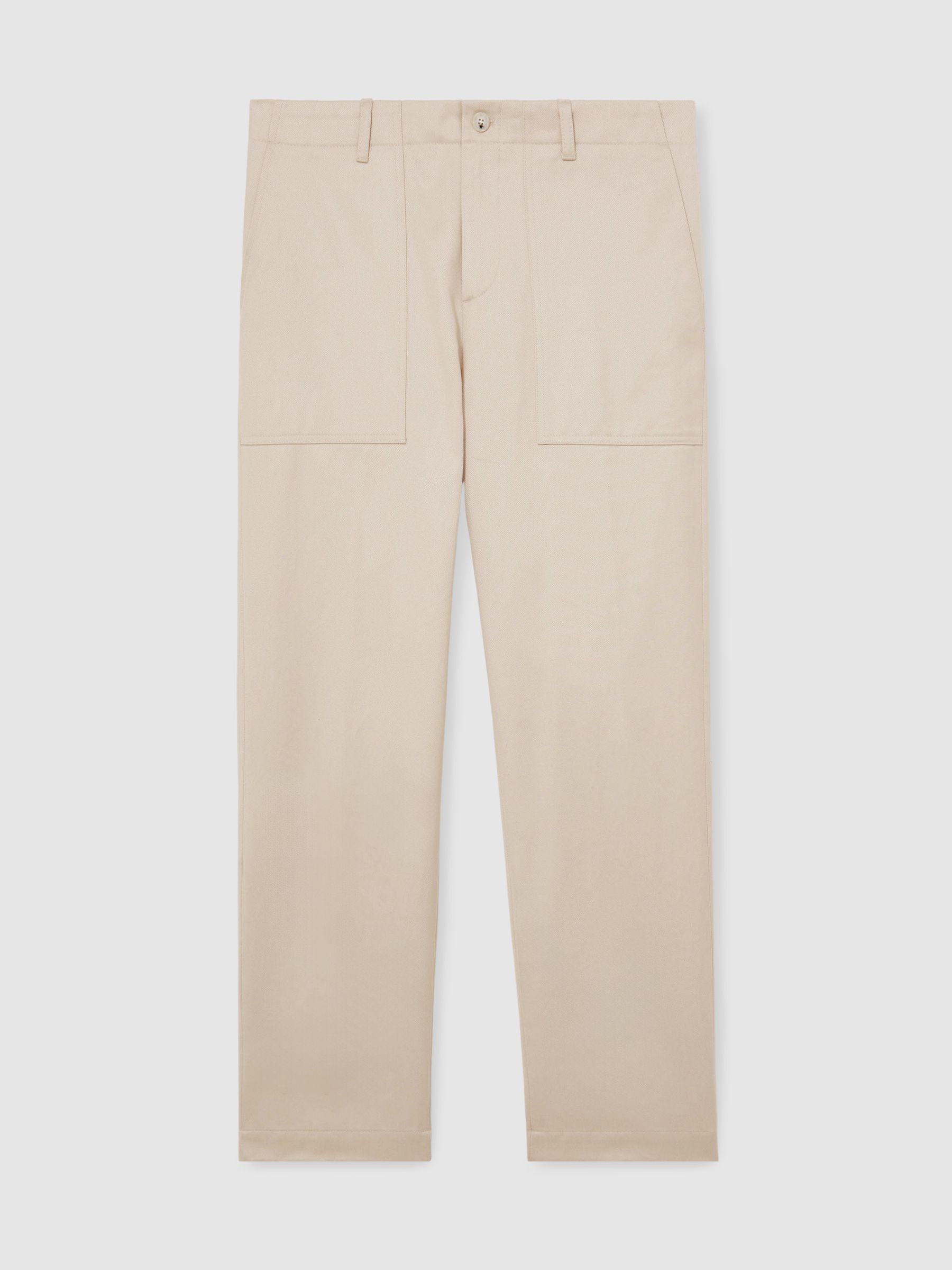 Lyocell Cotton Wide Utility Trousers in Ecru - Image 2 of 9