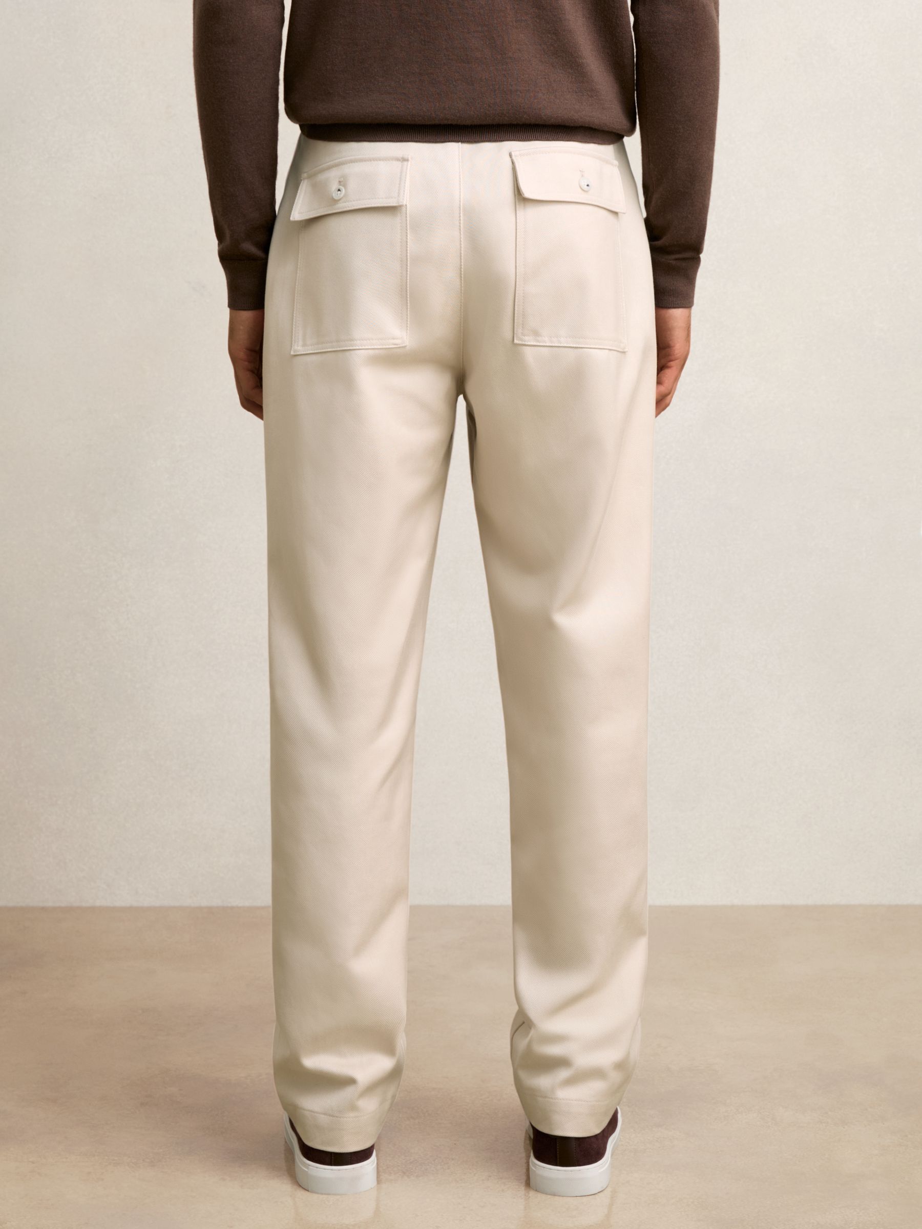 Lyocell Cotton Wide Utility Trousers in Ecru - Image 6 of 9