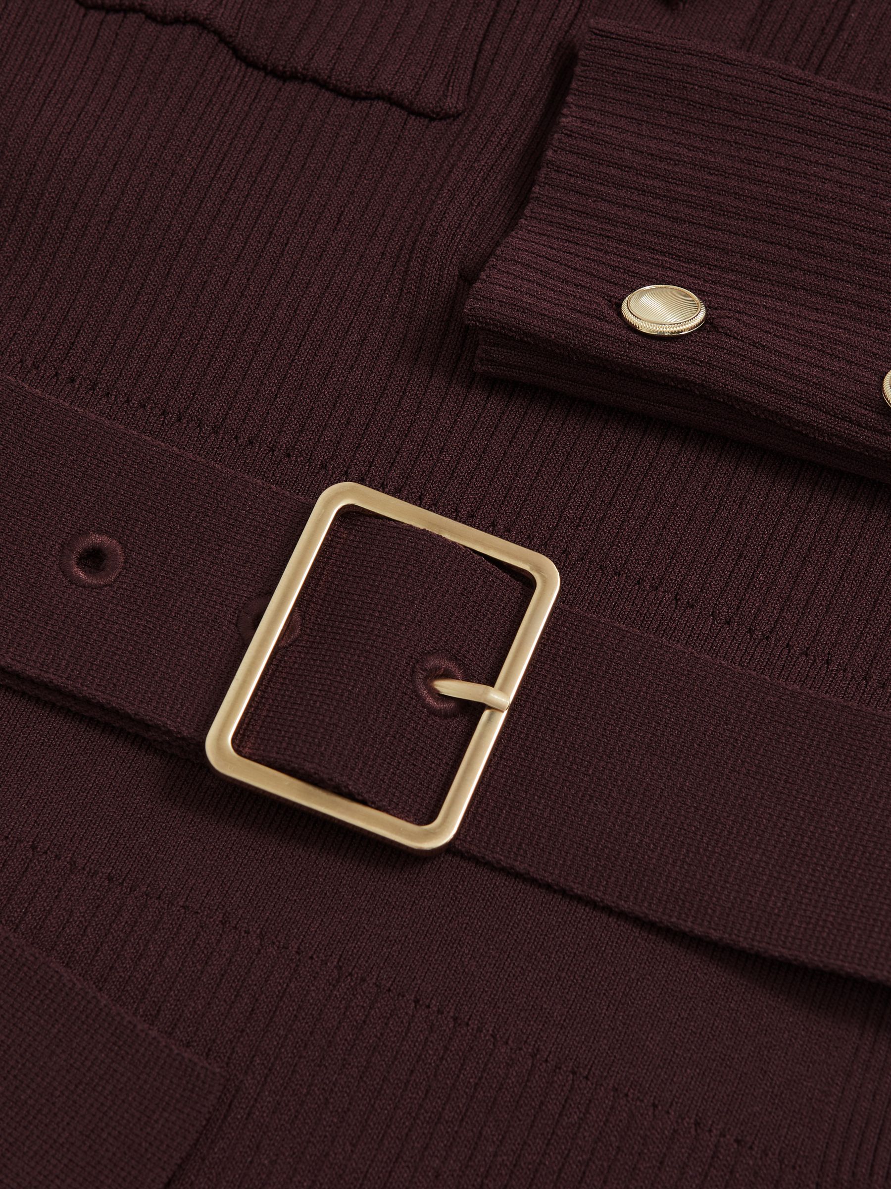 Buttoned Rib-Knit Midi Dress in Burgundy - Image 6 of 6
