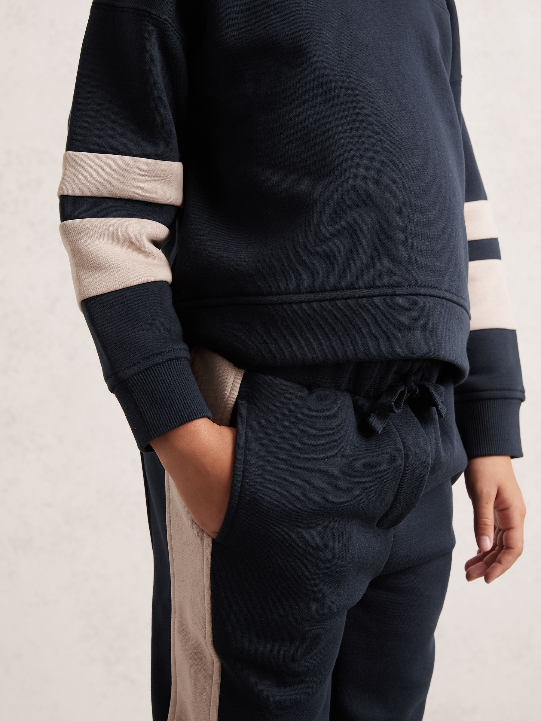 3-9 yrs Cotton-Blend Joggers and Hoodie Set in Navy - Image 3 of 4
