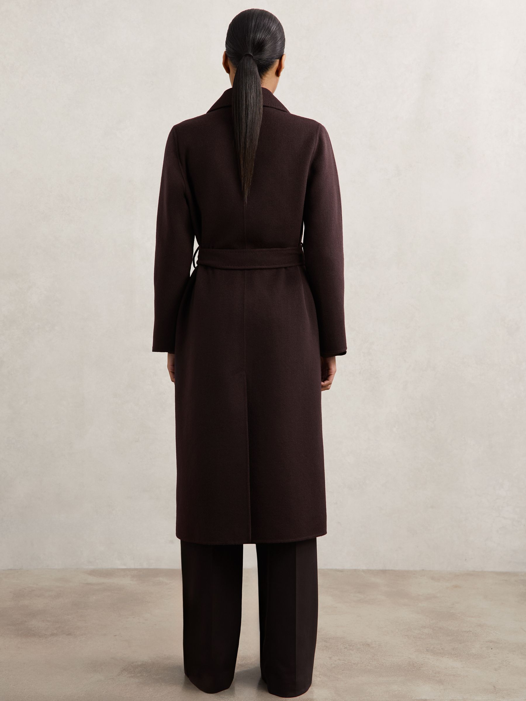 Double-Breasted Blindseam Coat Wool-Blend in Aubergine - Image 6 of 7