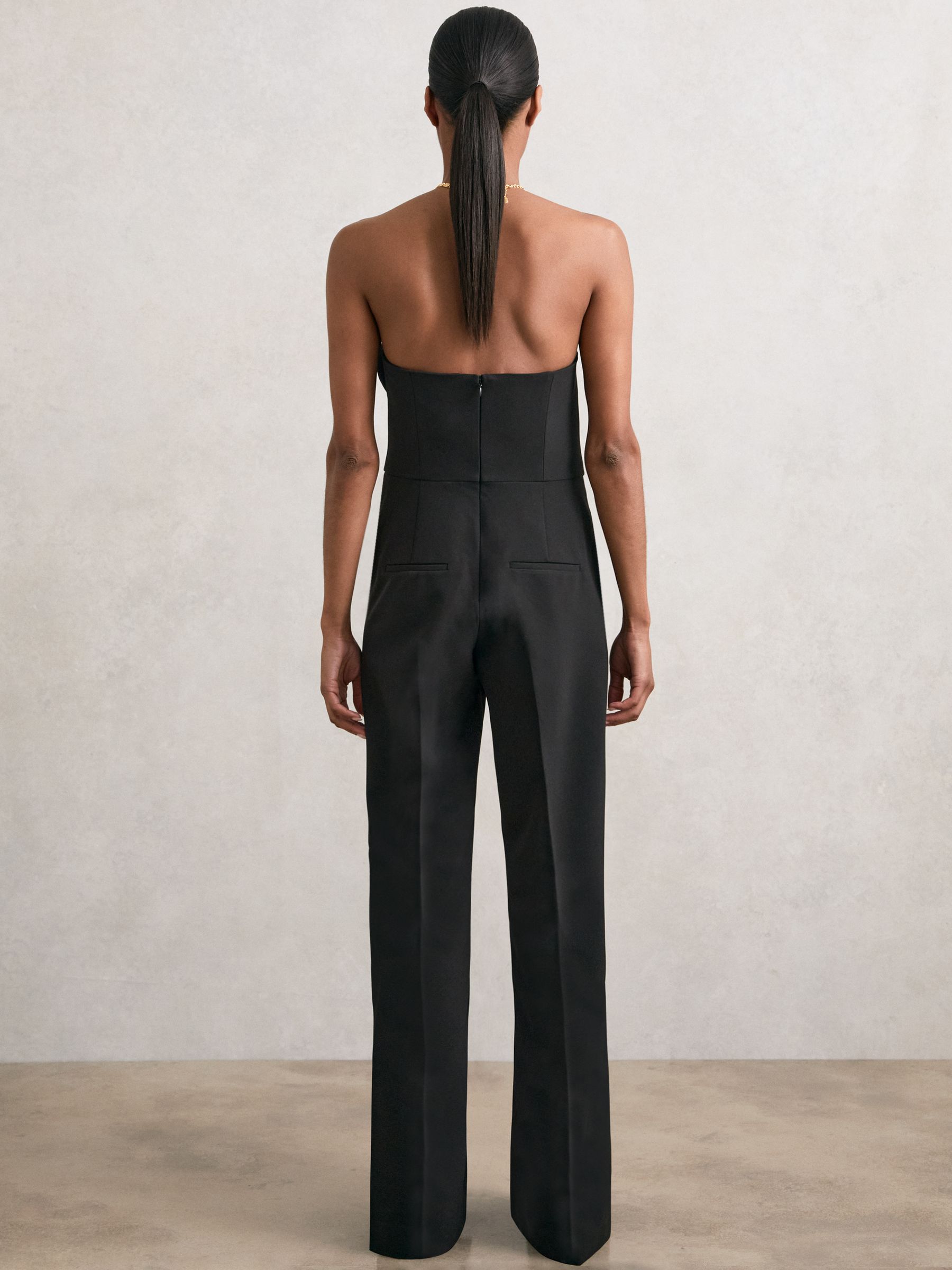 Structured Strapless Wide-Leg Jumpsuit in Black - Image 6 of 7