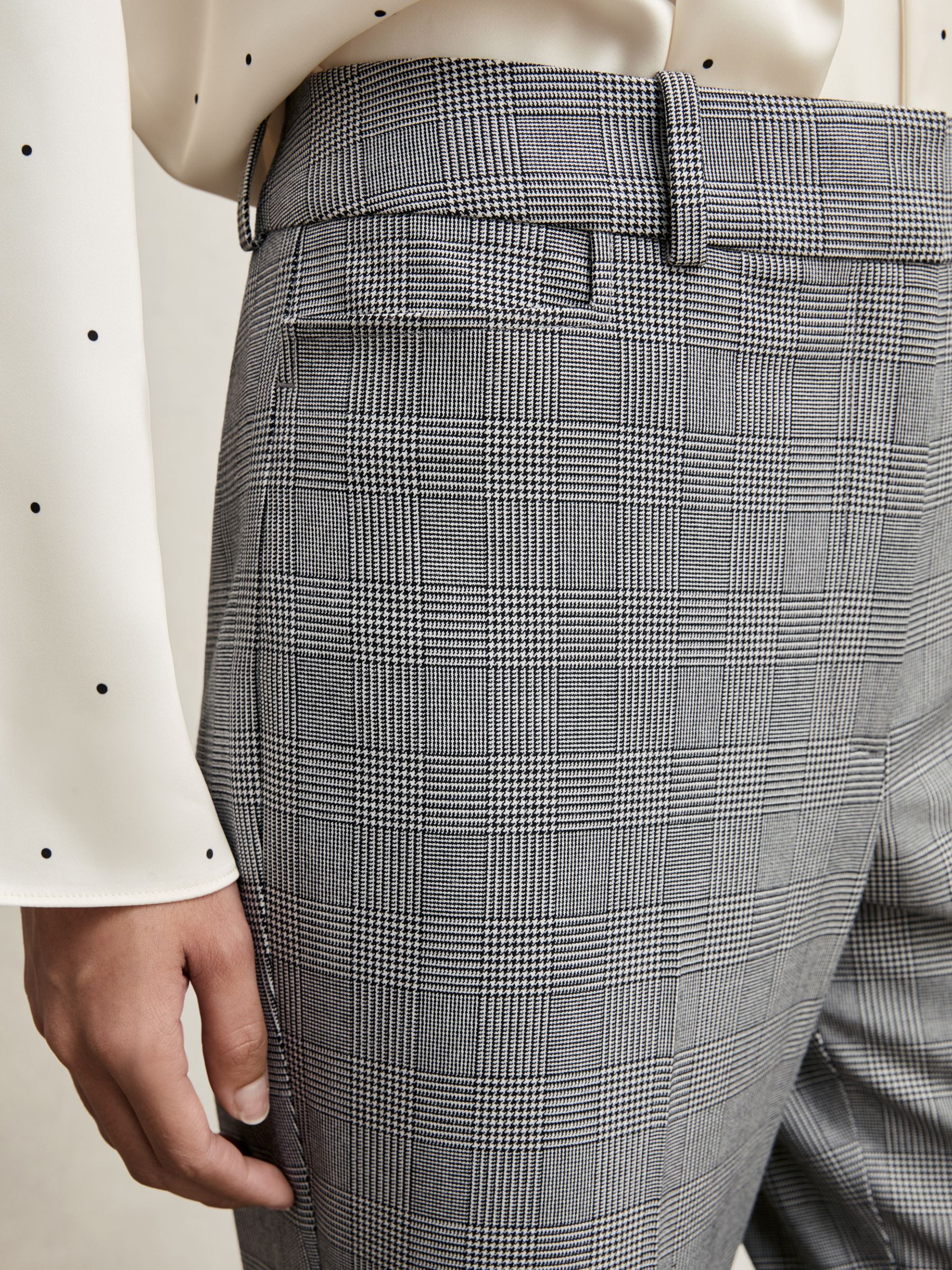 Check Flared Suit Trousers in Grey - image 3