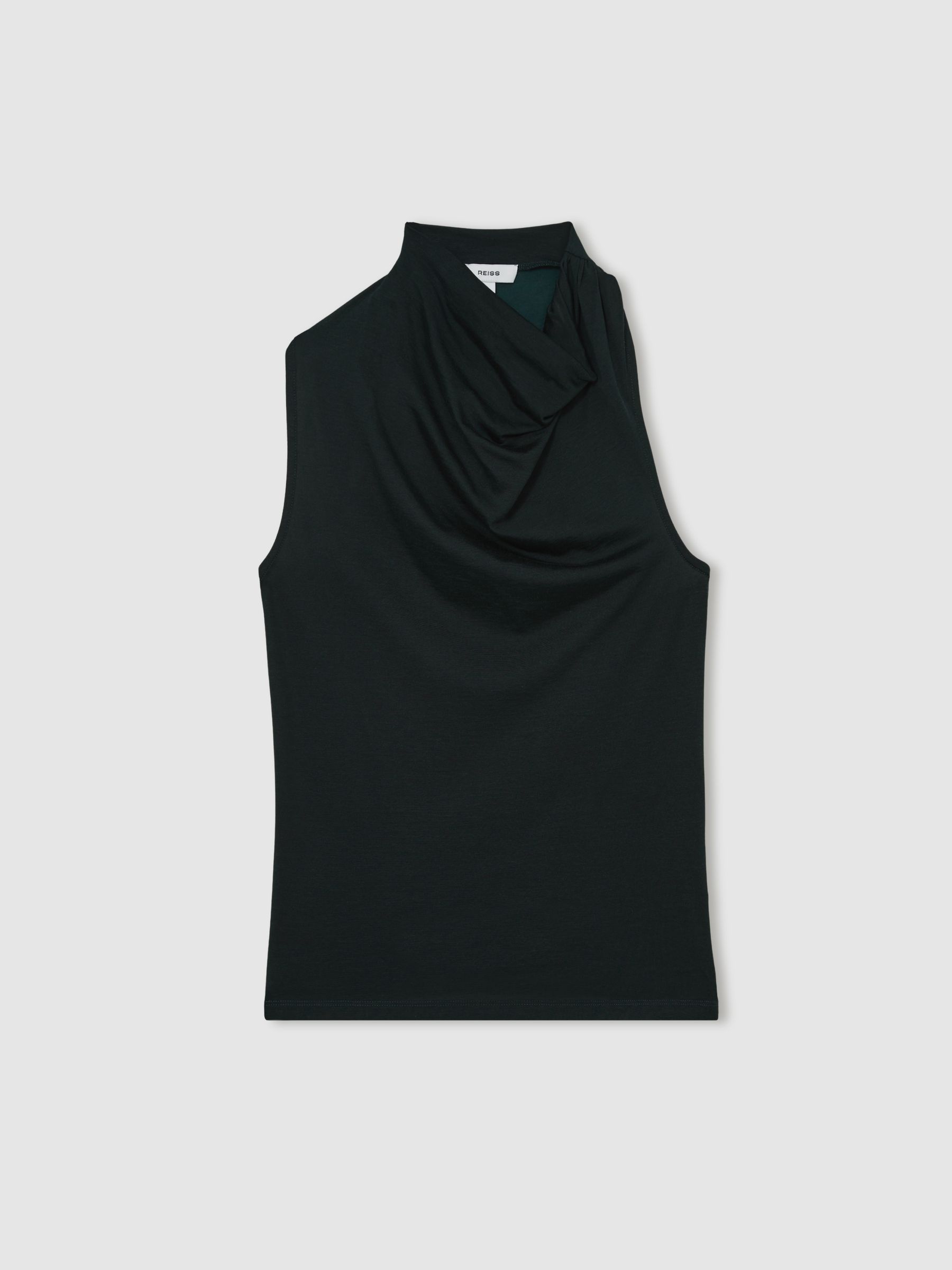 Cotton-Blend Cowl-Neck Sleeveless Top in Green - Image 2 of 5