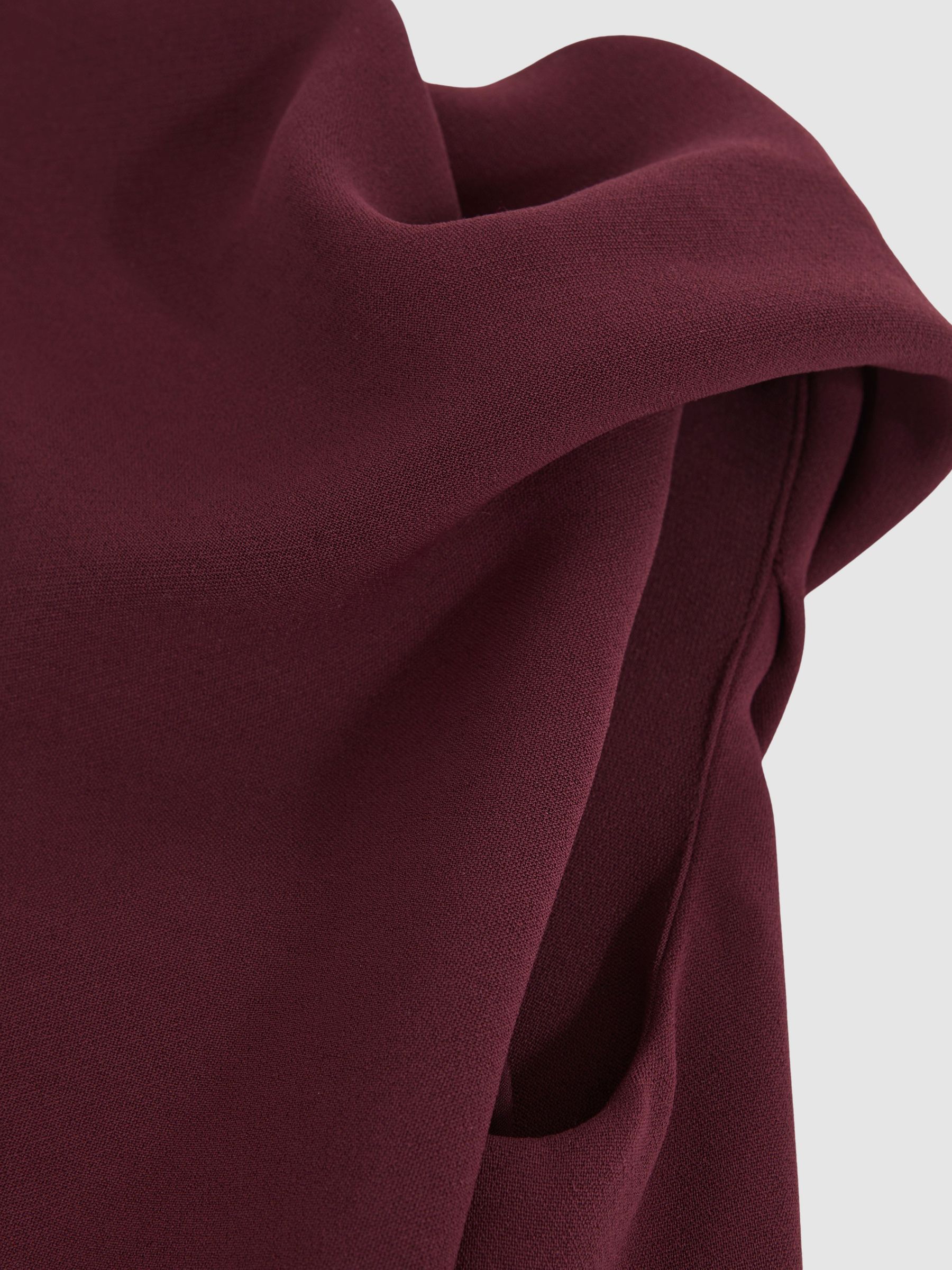 13-14 yrs High-Neck Drape Back Dress in Burgundy - Image 5 of 5