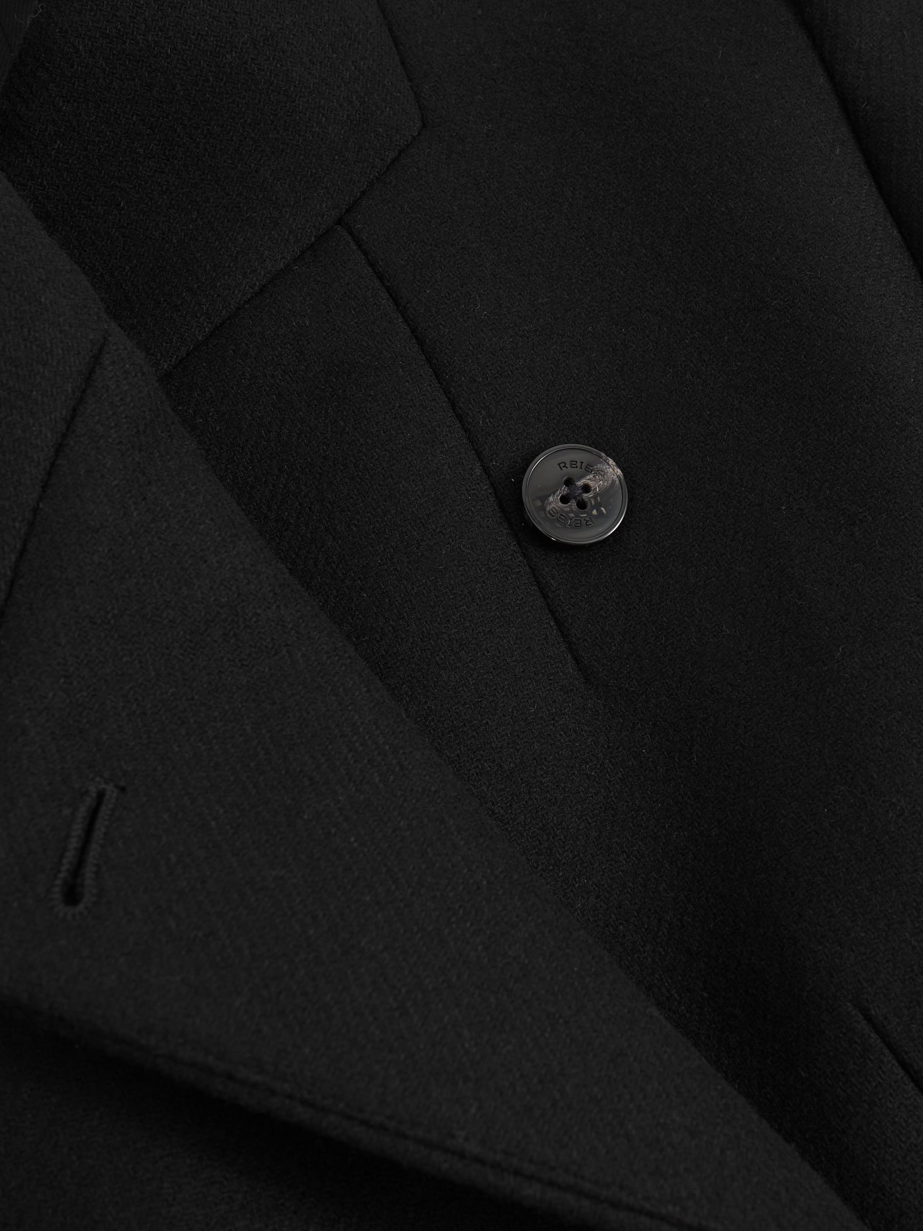 Wool-Blend Wrapover Mid-Length Coat in Black - Image 6 of 6