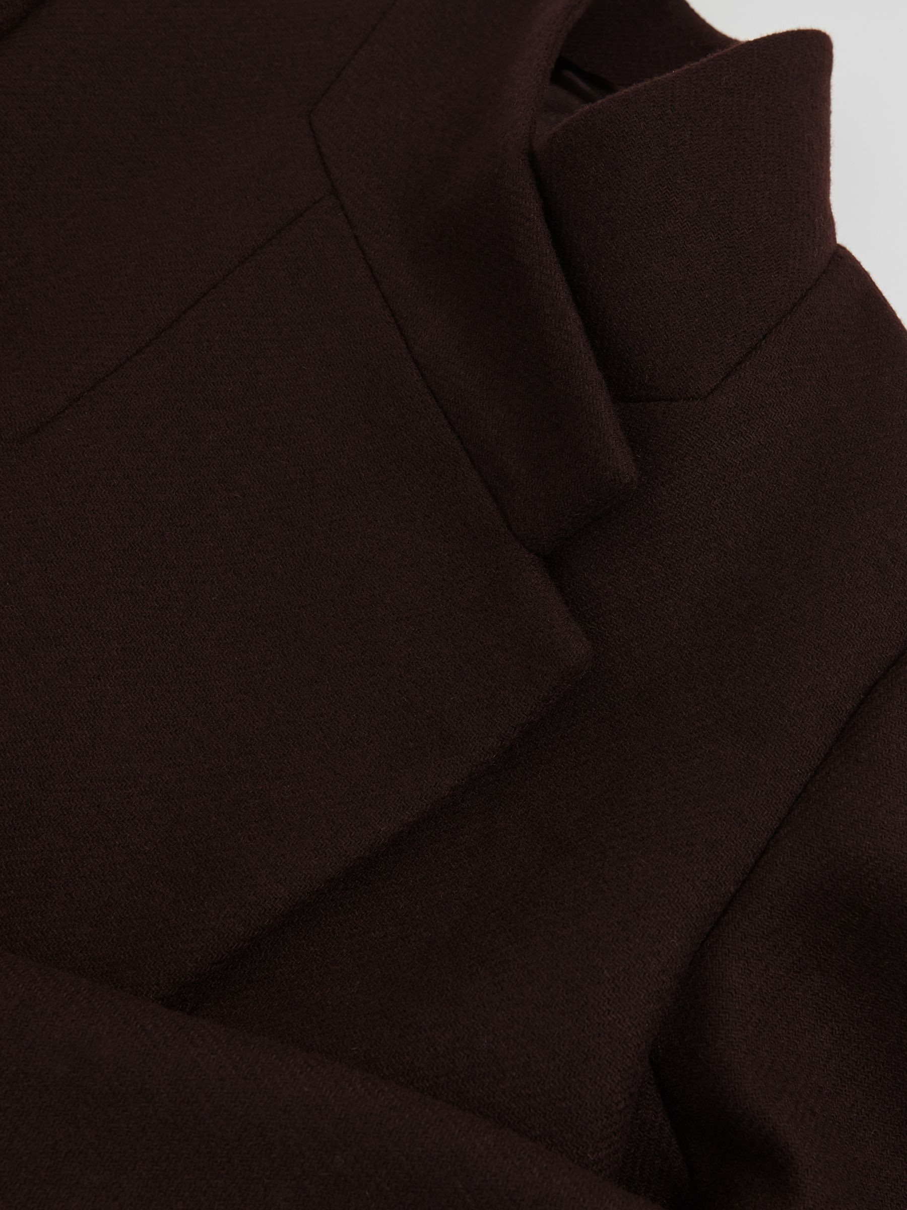 Petite Wool-Blend Wrapover Mid-Length Coat in Chocolate Brown - Image 6 of 7