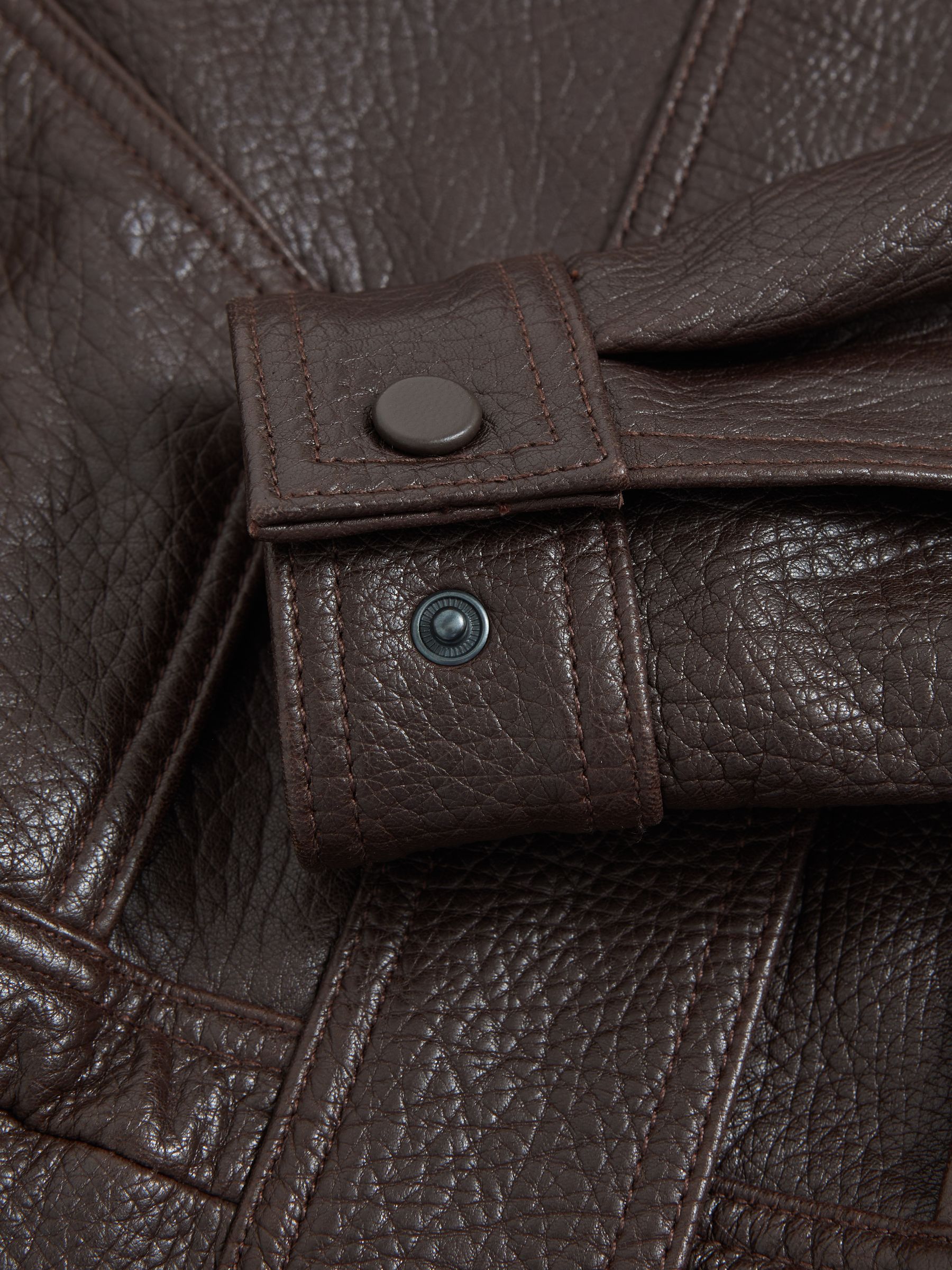 Oversize Leather Bomber Jacket in Burgundy - Image 5 of 5
