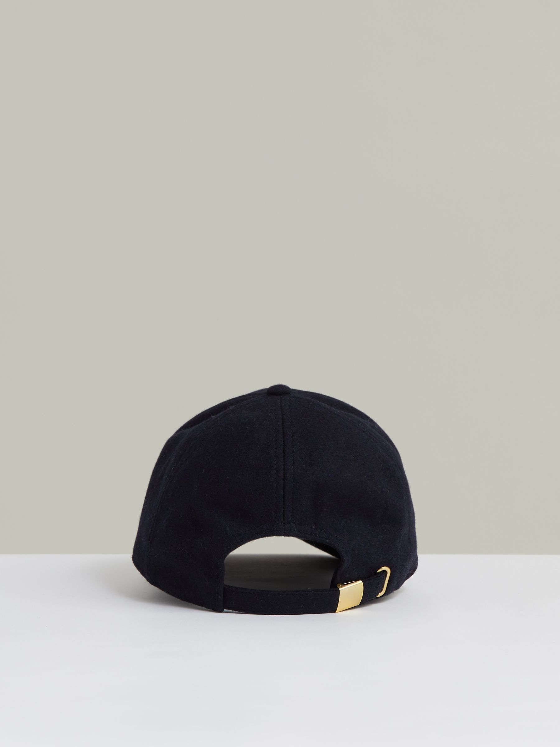 Wool-Blend Flannel Baseball Cap in Navy - Image 3 of 4