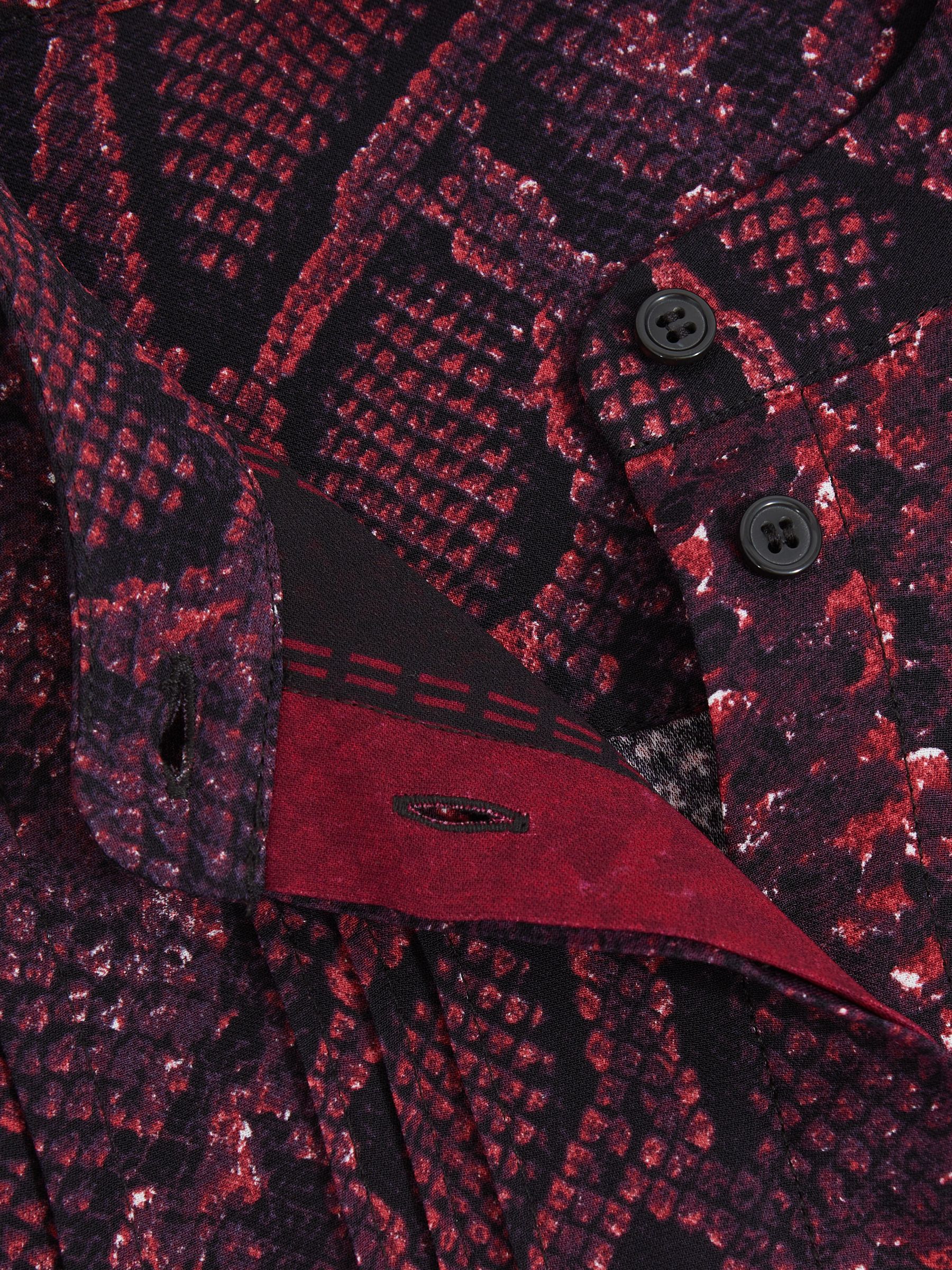 Snake-Print Belted Mini Dress in Burgundy/Black - Image 6 of 6