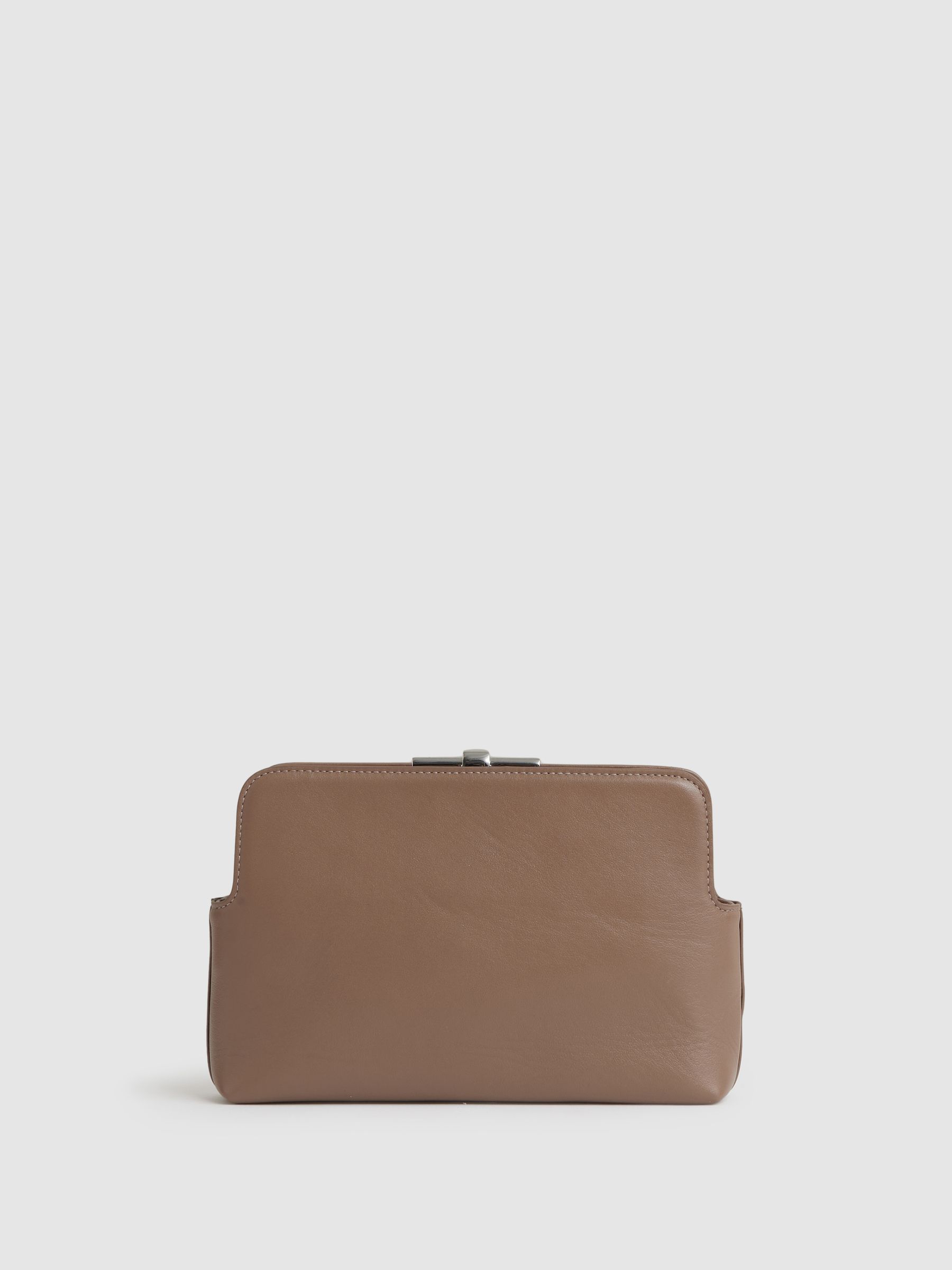 Leather Frame Clutch Bag in Neutral - image 3