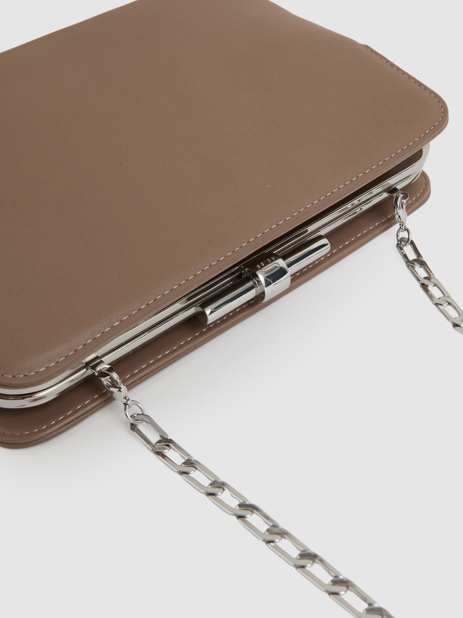 Leather Frame Clutch Bag in Neutral - Image 5 of 5