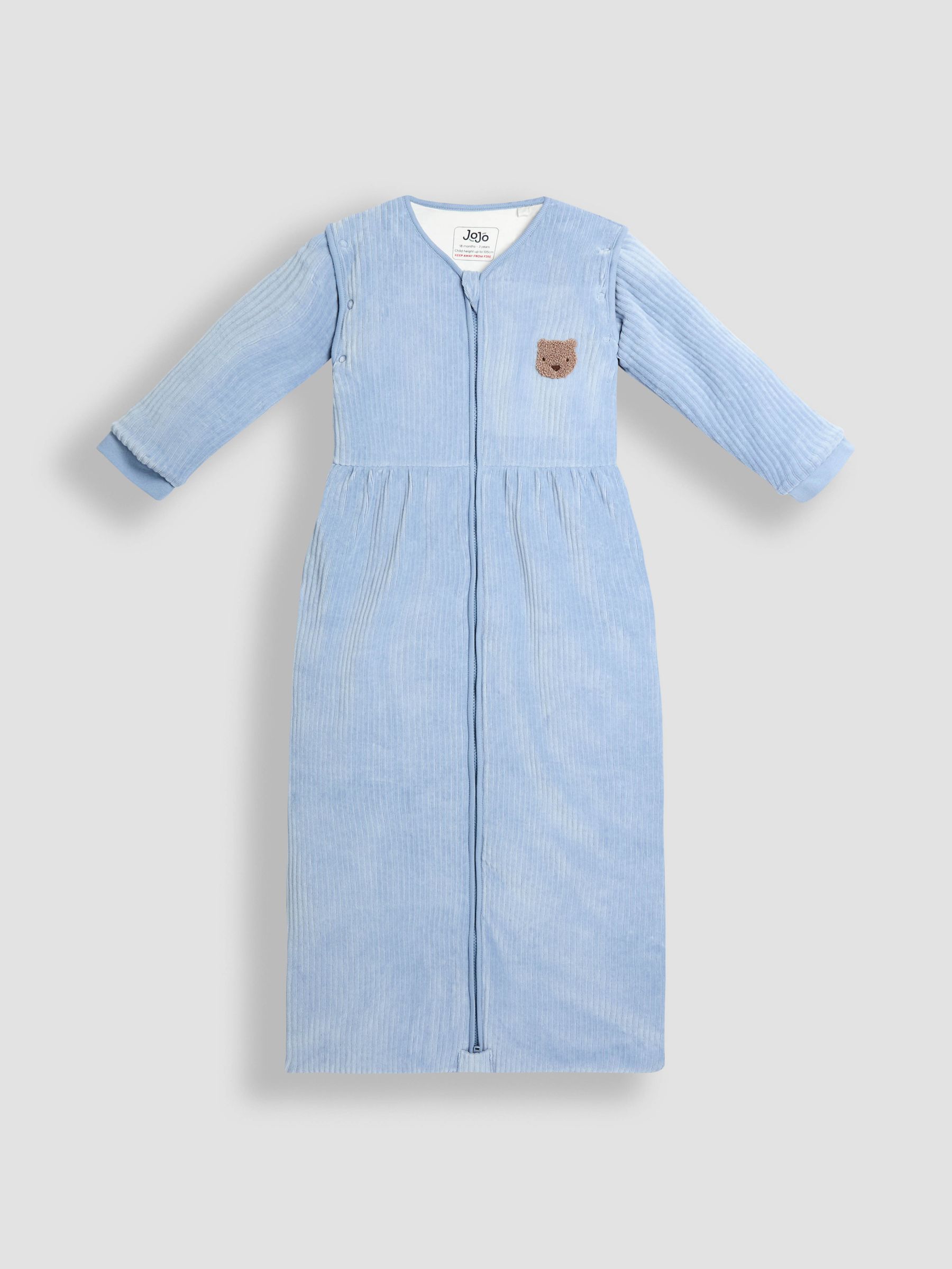 Blue Bear Ribbed Velour 3.5 Tog Toddler Sleeping Bag - Image 1 of 5
