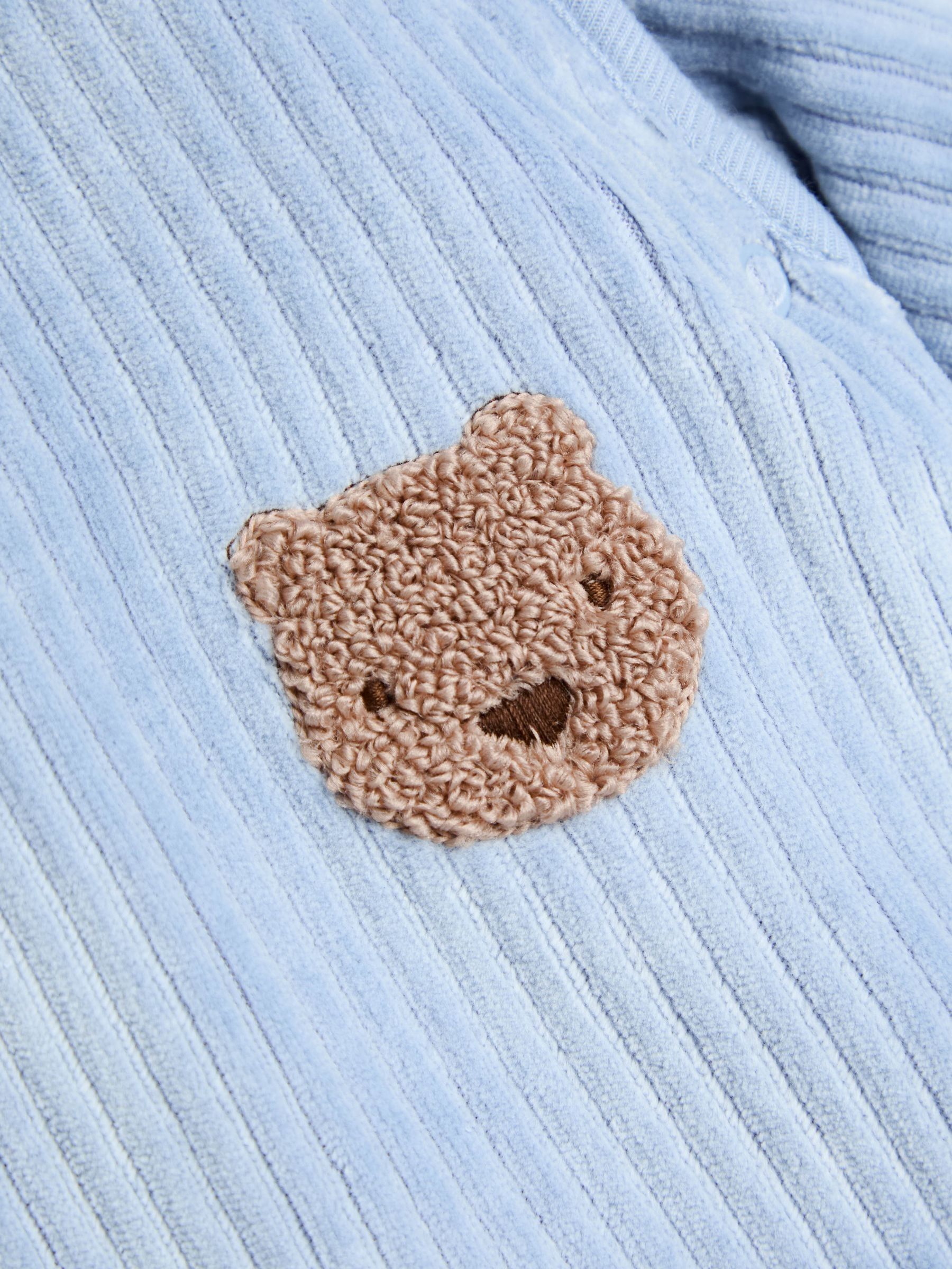 Blue Bear Ribbed Velour 3.5 Tog Toddler Sleeping Bag - Image 3 of 5