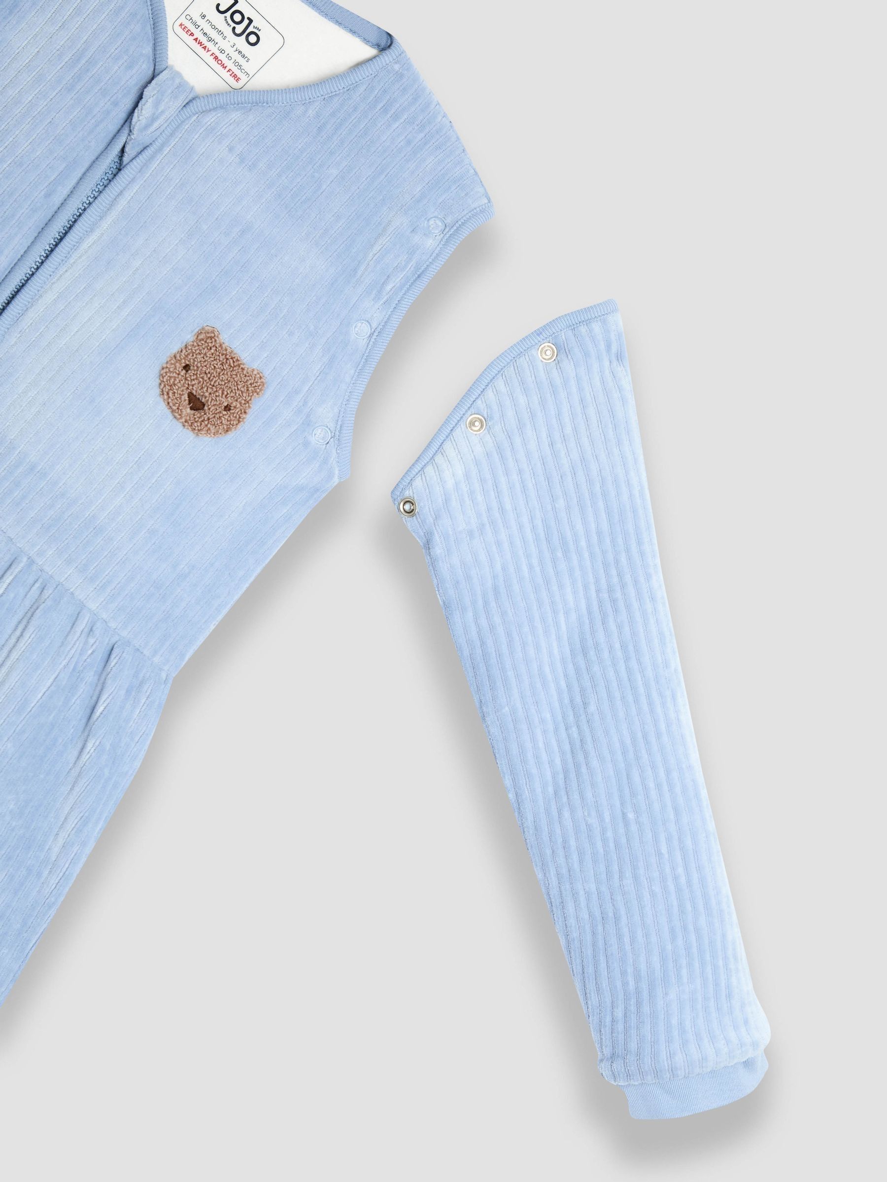 Blue Bear Ribbed Velour 3.5 Tog Toddler Sleeping Bag - Image 5 of 5