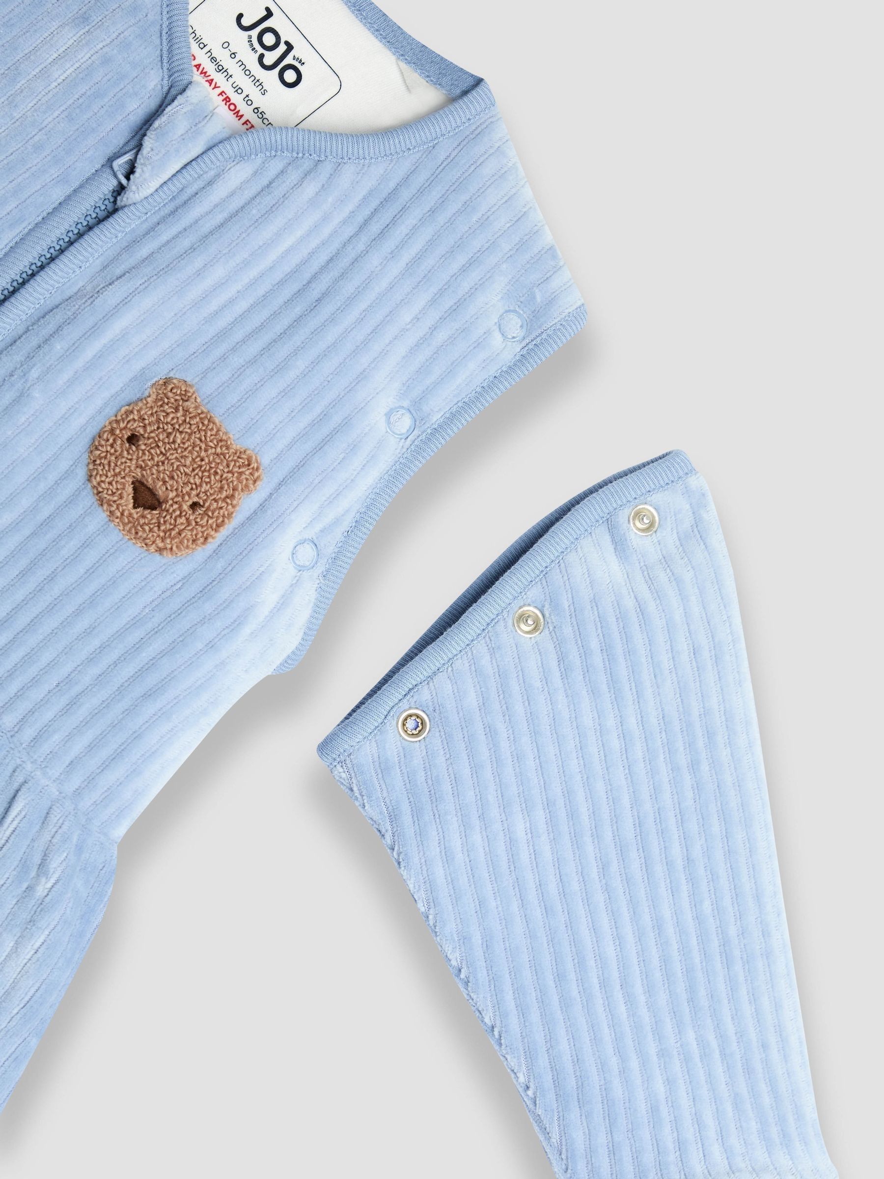 Blue Bear Ribbed Velour 3.5 Tog Baby Sleeping Bag - Image 5 of 6