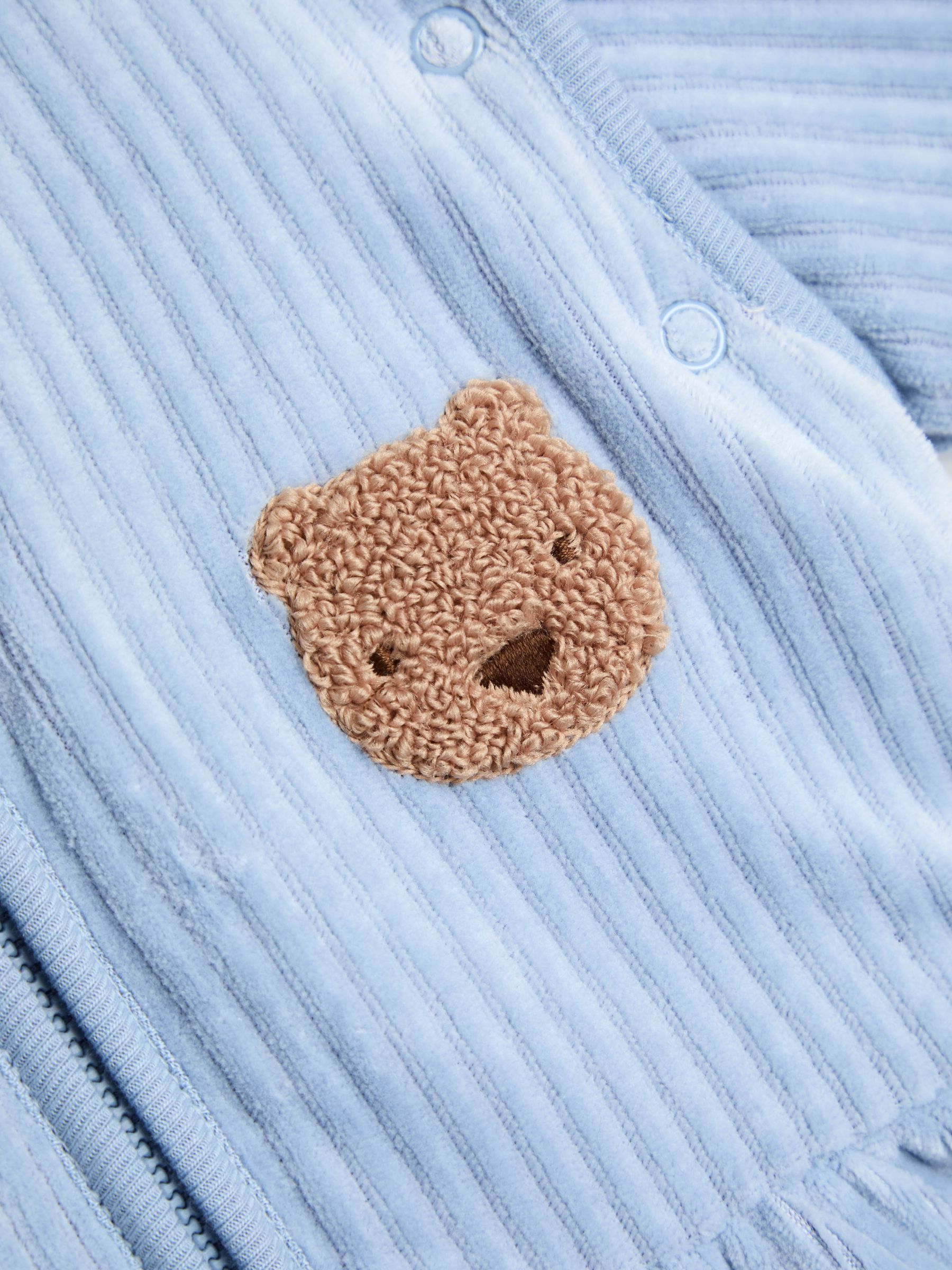 Blue Bear Ribbed Velour 3.5 Tog Baby Sleeping Bag - Image 6 of 6 Blue Bear Ribbed Velour 3.5 Tog Baby Sleeping Bag - Image 6 of 6