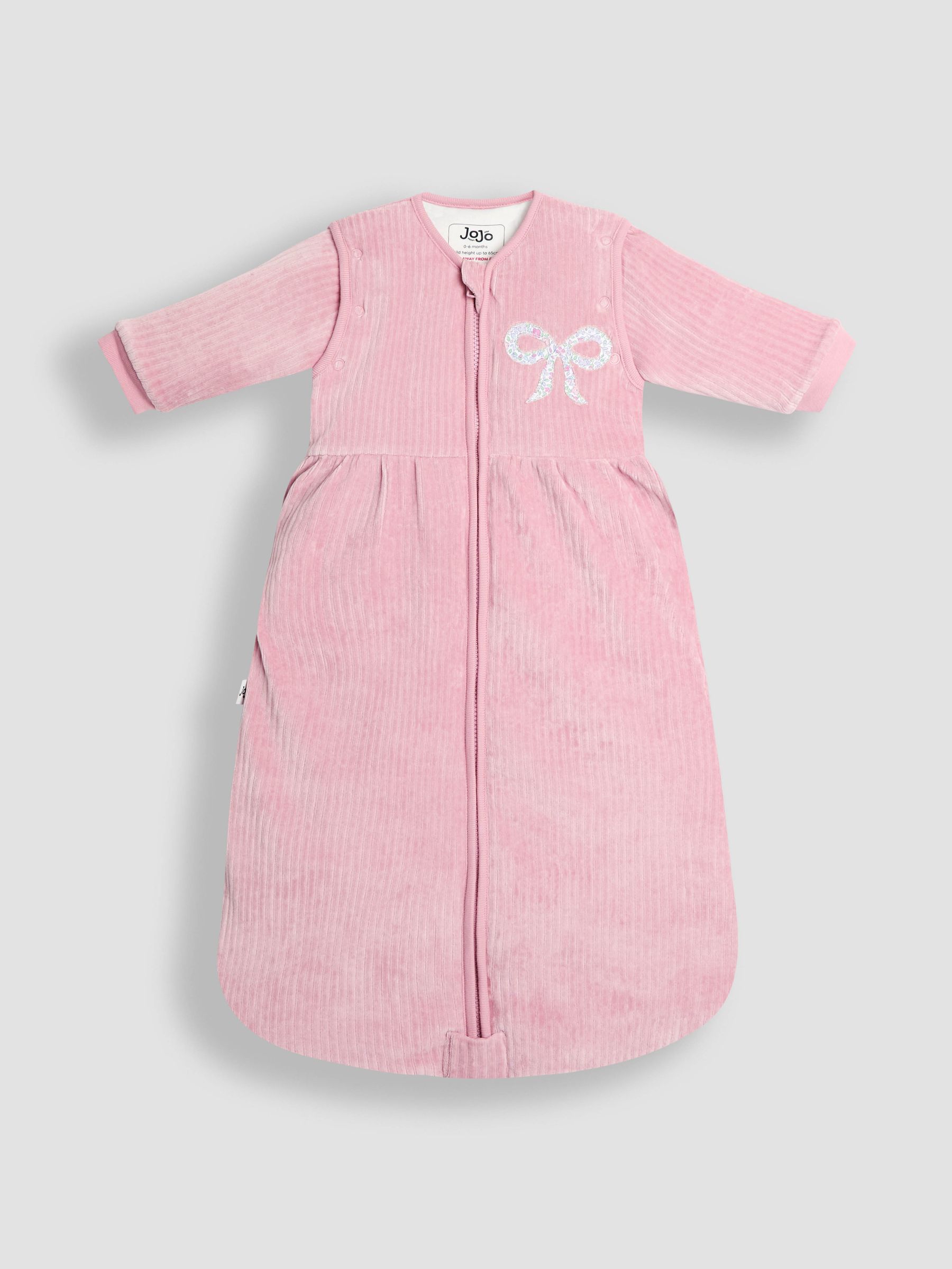 Pink Ribbed Velour 3.5 Tog Toddler Sleeping Bag - Image 1 of 4 Pink Ribbed Velour 3.5 Tog Toddler Sleeping Bag - Image 1 of 4