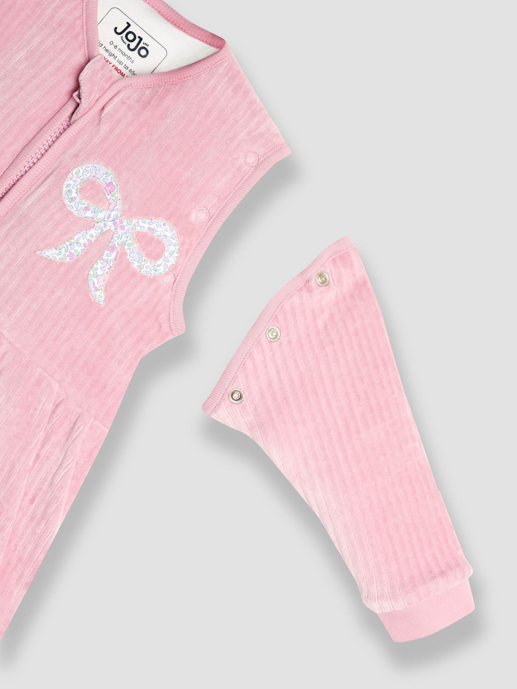 Pink Ribbed Velour 3.5 Tog Toddler Sleeping Bag - Image 4 of 4 Pink Ribbed Velour 3.5 Tog Toddler Sleeping Bag - Image 4 of 4