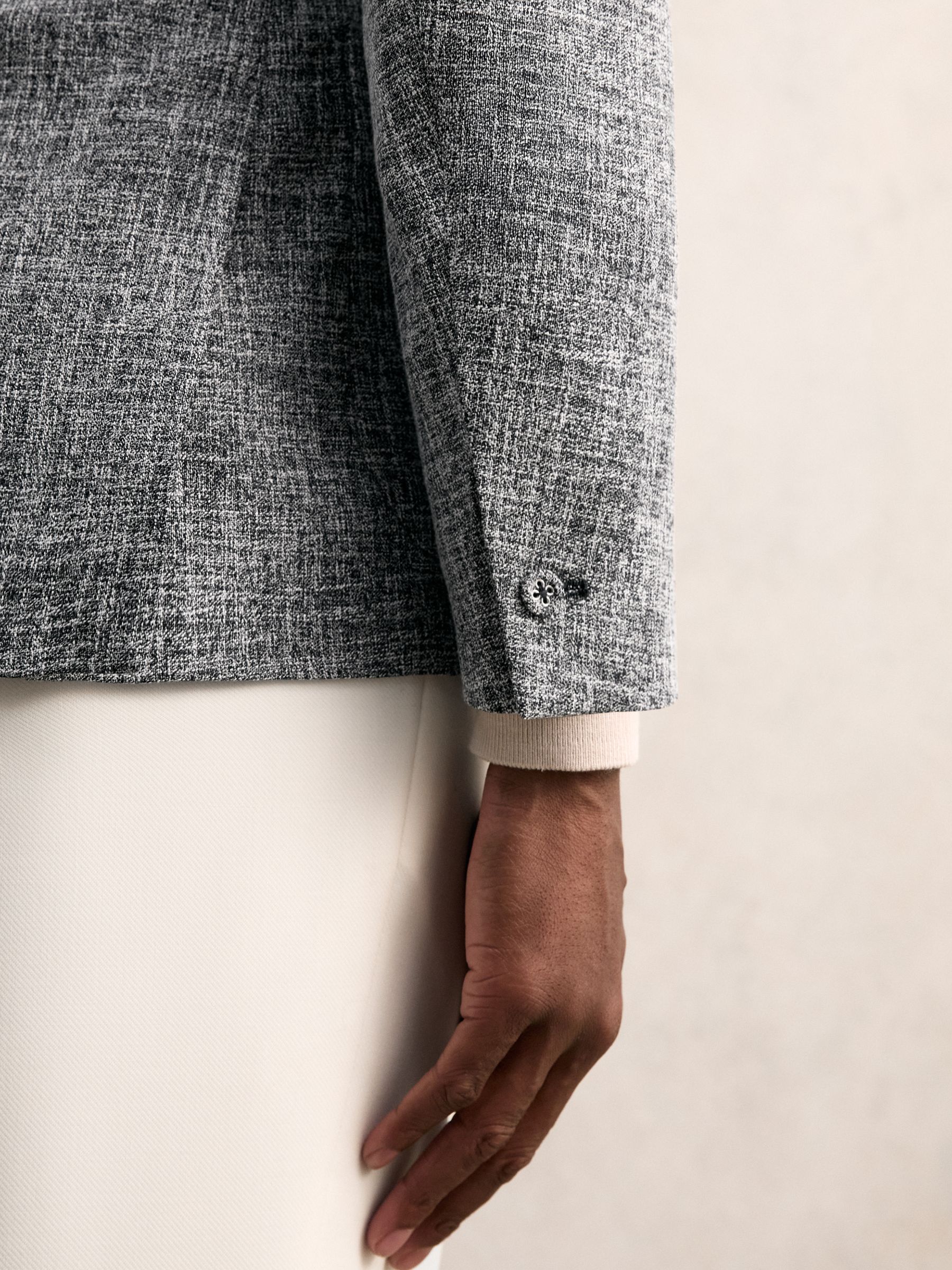 Single-Breasted Textured Melange Blazer Tailored-Fit in Navy Melange - image 5