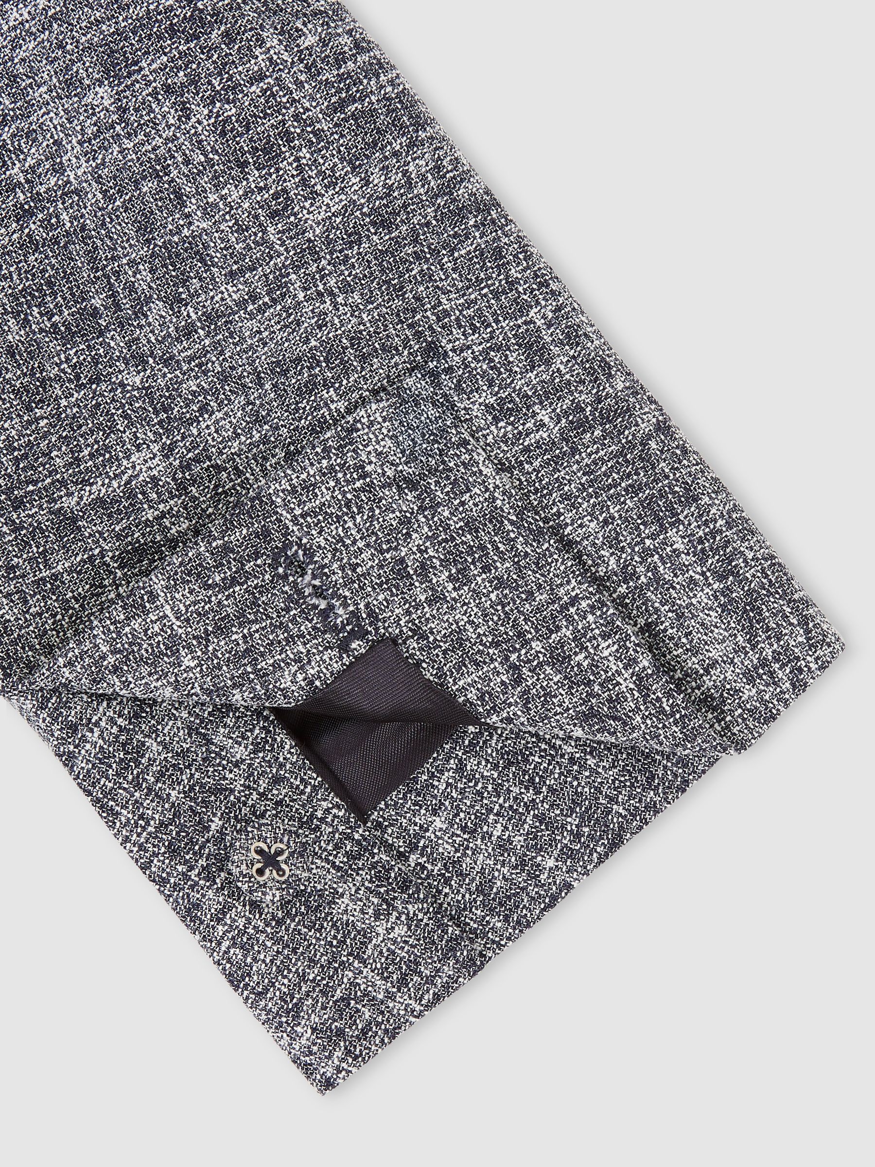 Single-Breasted Textured Mélange Blazer Slim-Fit in Navy Melange - Image 8 of 9