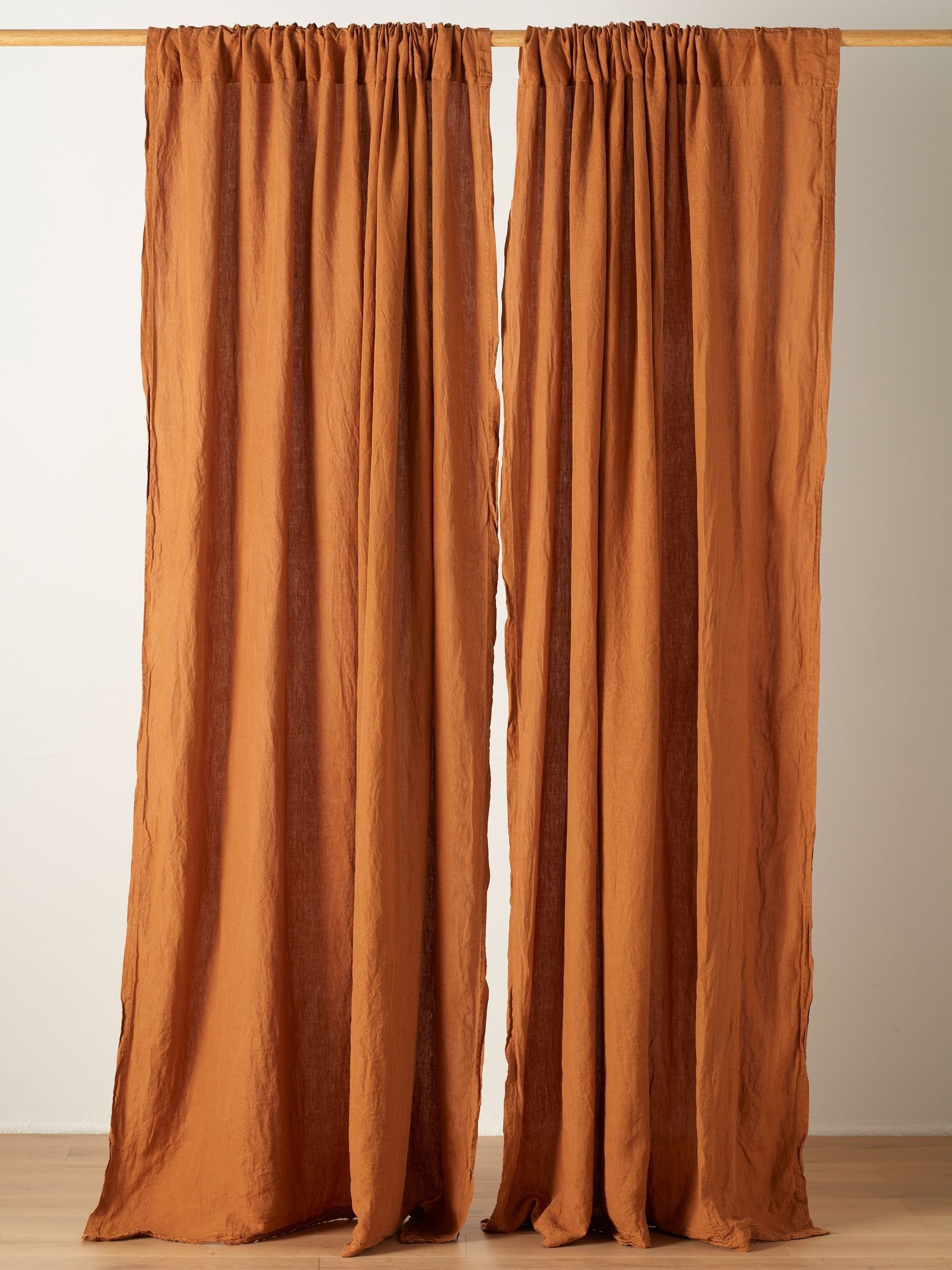 Secret Linen Store Amber 100% Linen Loop Top Slot Header Single Curtains - Image 1 of 2