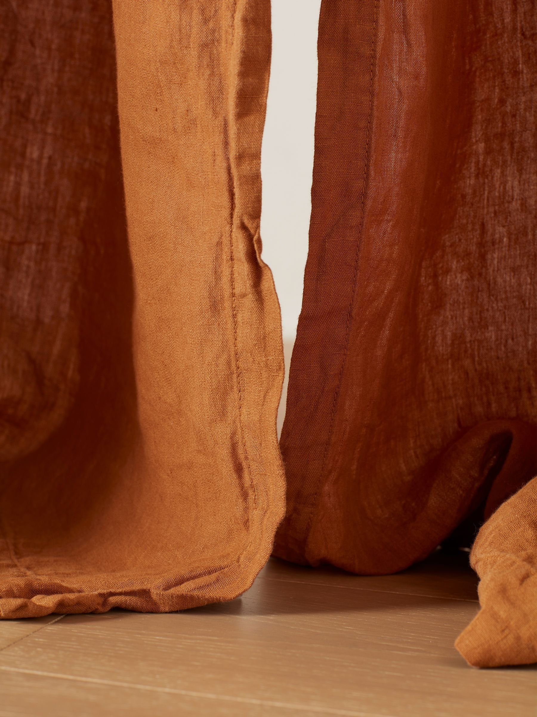 Secret Linen Store Amber 100% Linen Loop Top Slot Header Single Curtains - Image 2 of 2