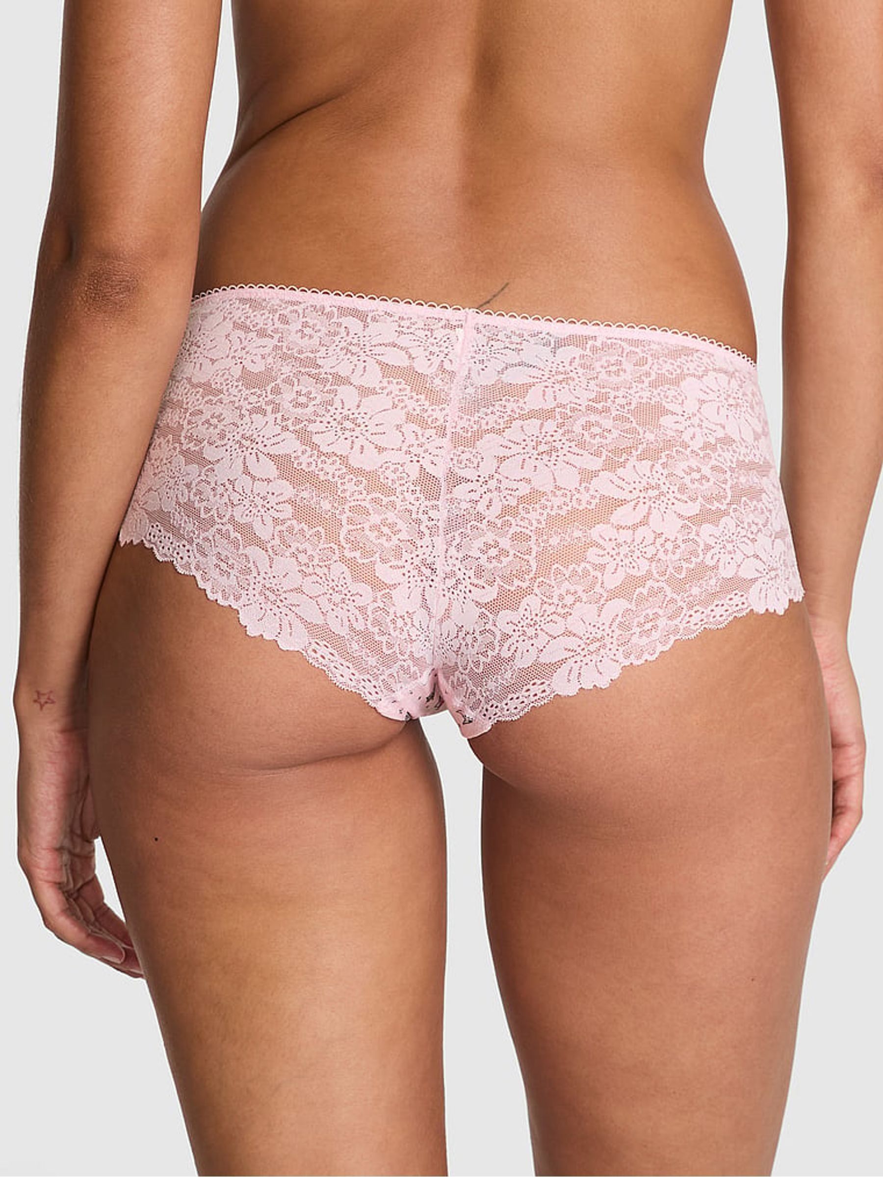 Pink Tattoo Print Hipster No Show Lace Trim Cheeky Knickers - Image 2 of 2