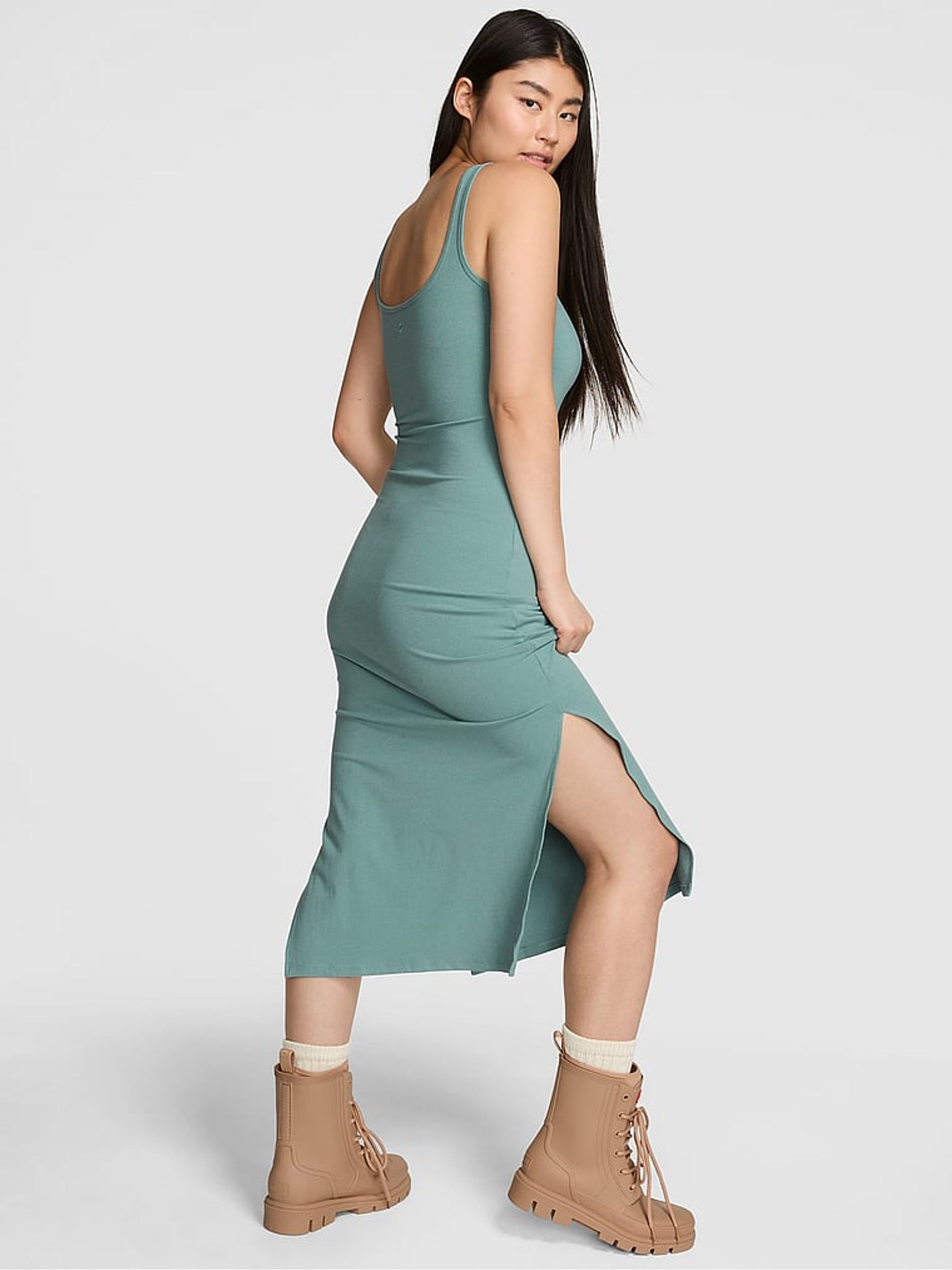 Niagra Falls Blue Ribbed Midi Dress - Image 2 of 3