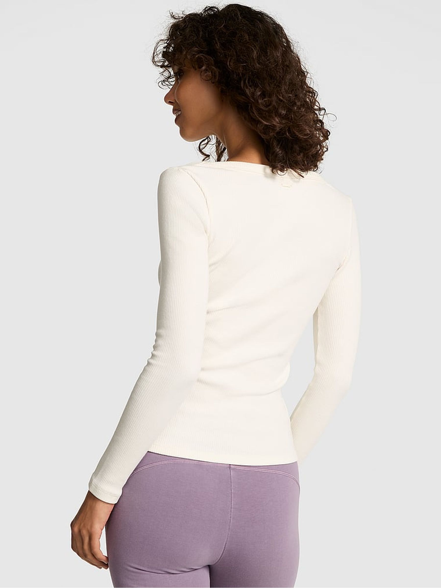 Winter White Long Sleeve Ribbed T-Shirt - Image 2 of 2