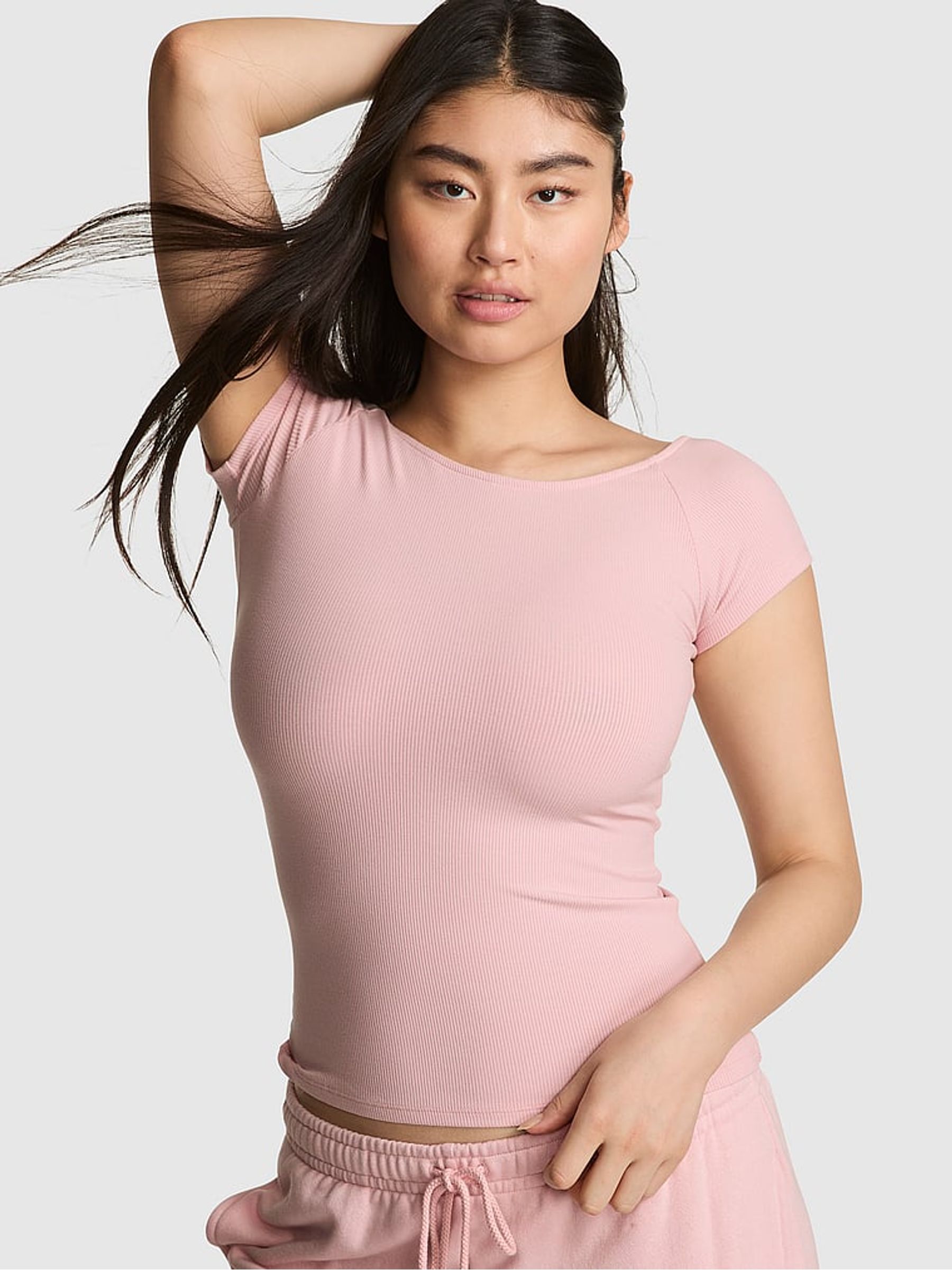 Dollhouse Pink Ribbed T-Shirt - Image 1 of 2