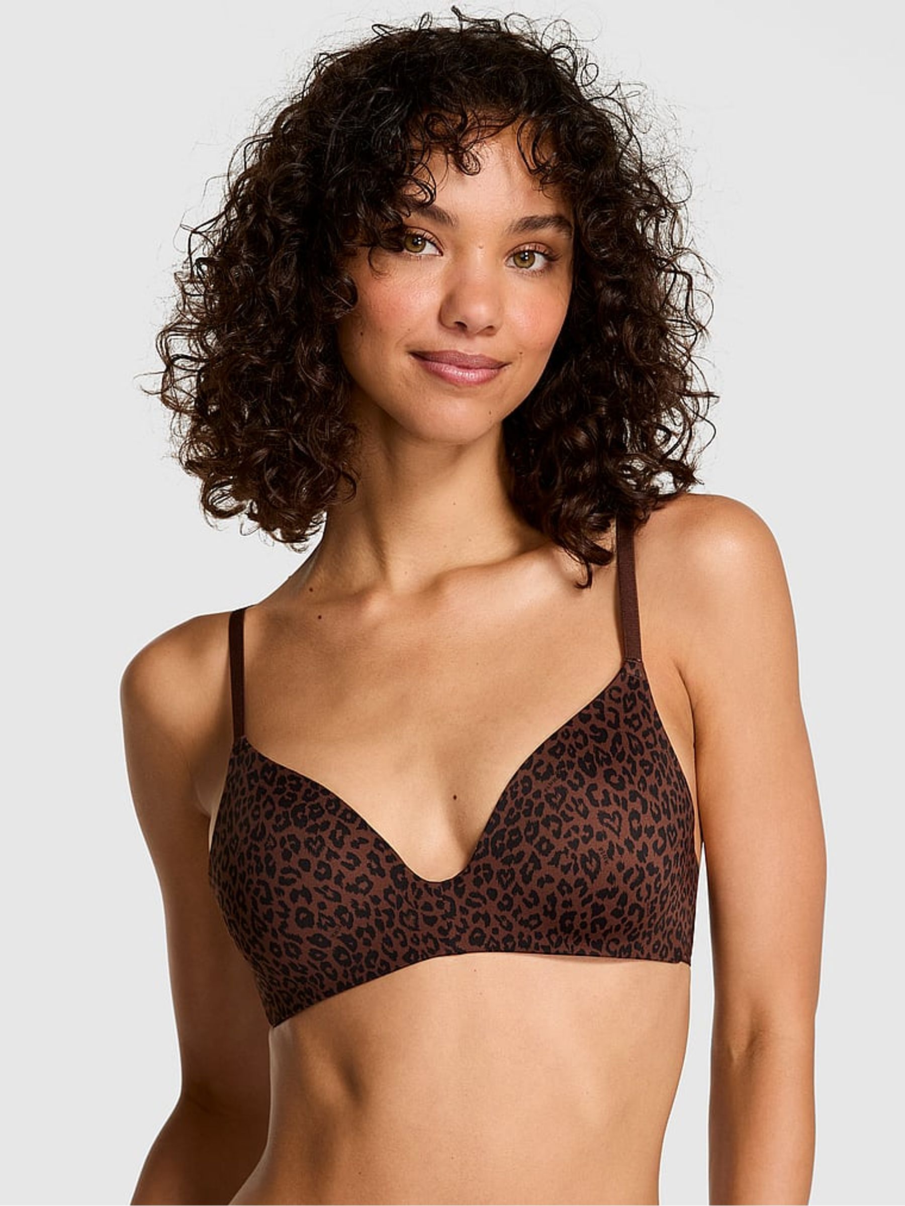 Leopard Brown Non Wired Push Up Bra - Image 1 of 3