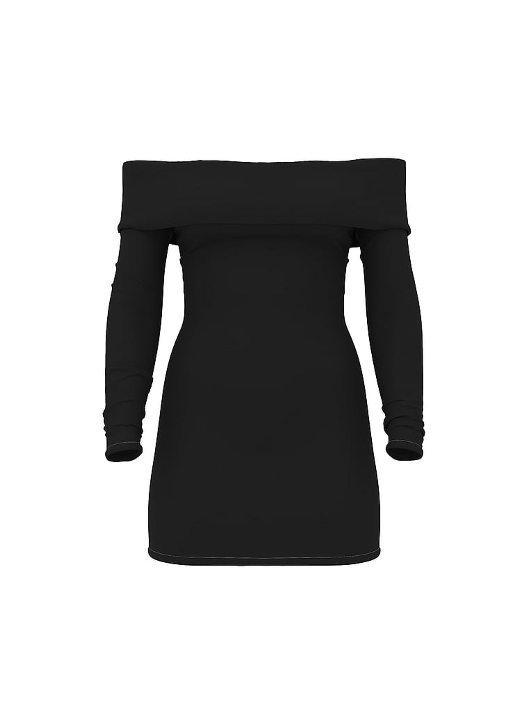 Black Off The Shoulder Ribbed Dress - Image 3 of 3