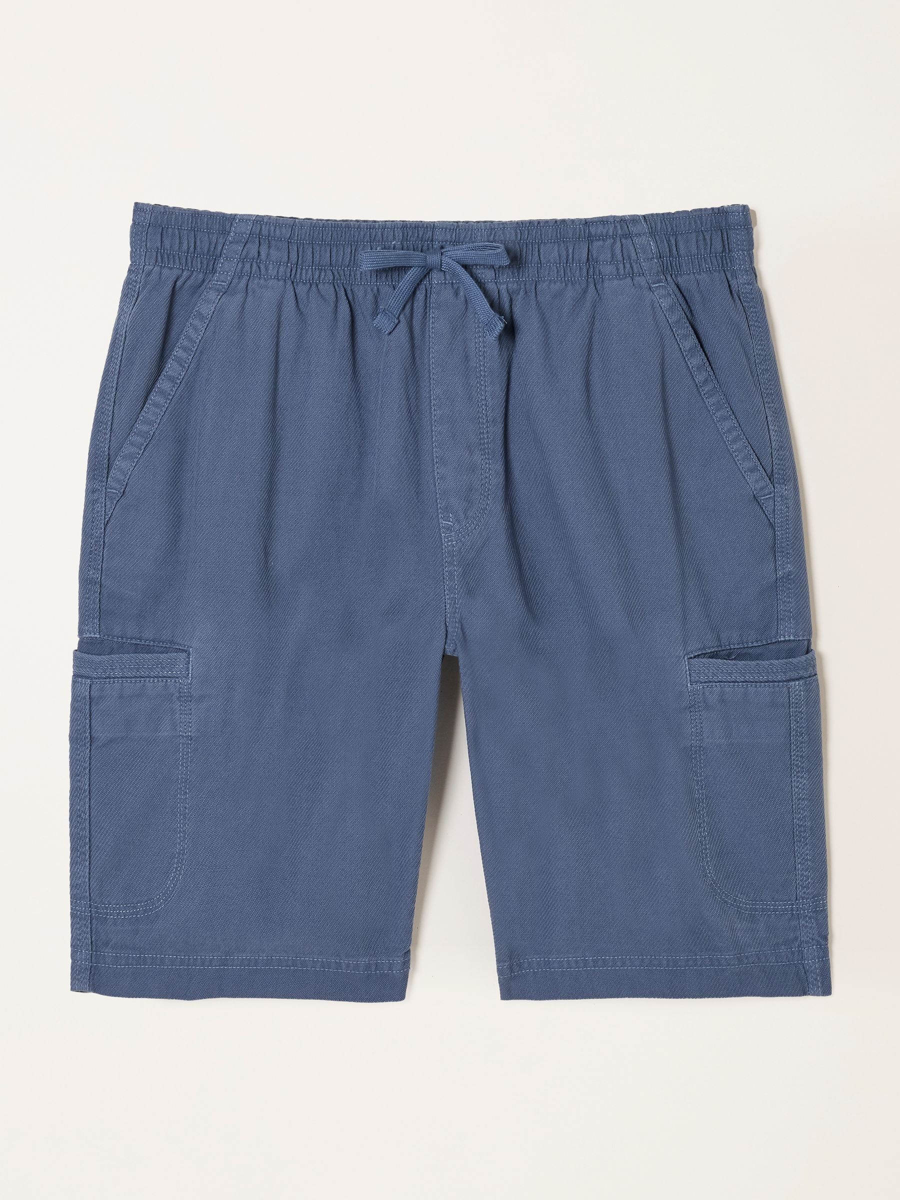 Padstow Mid Blue Pull On Garment Dye Utility Shorts - Image 1 of 1 Padstow Mid Blue Pull On Garment Dye Utility Shorts - Image 1 of 1