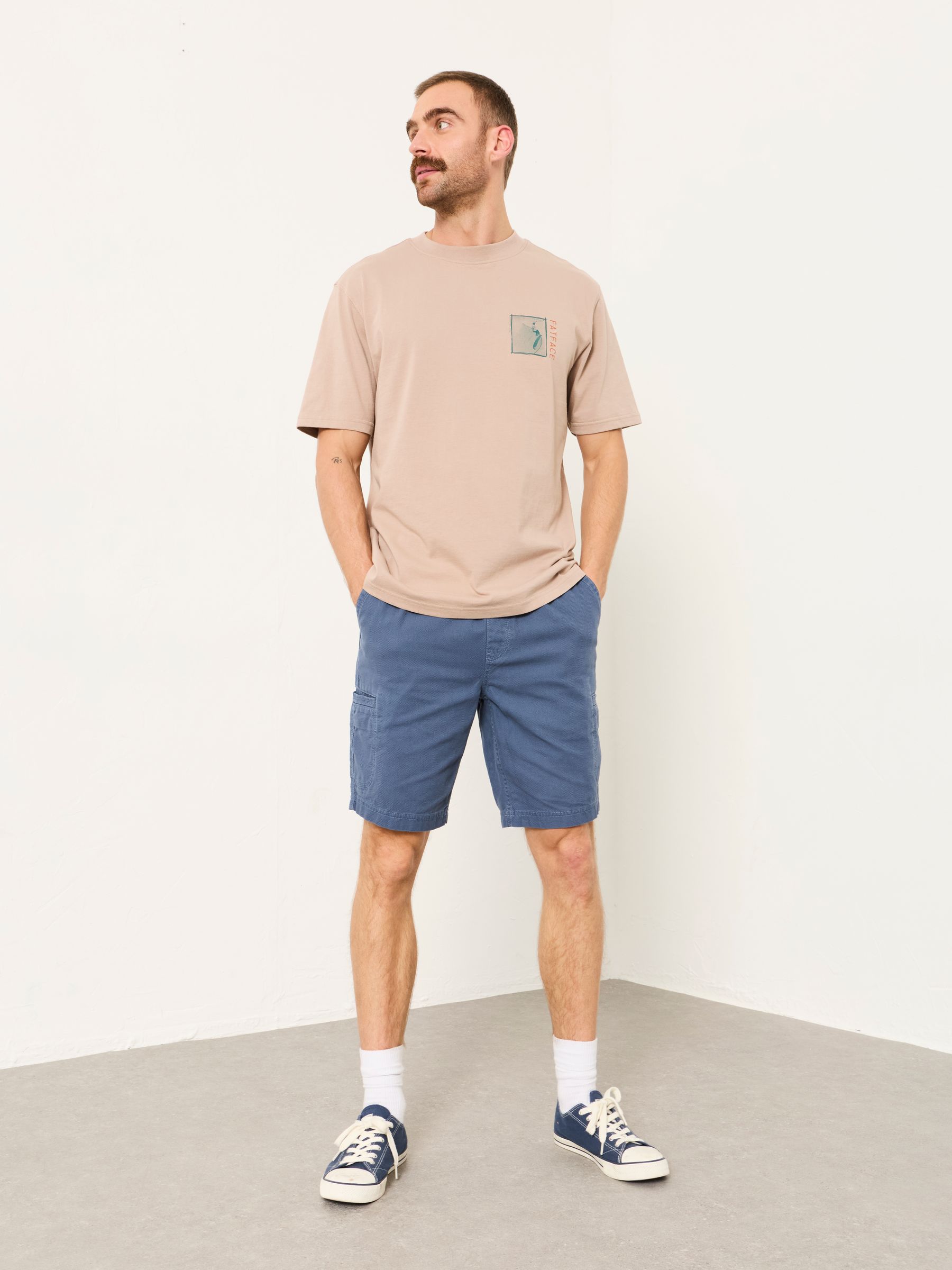 Padstow Mid Blue Pull On Garment Dye Utility Shorts - Image 3 of 7