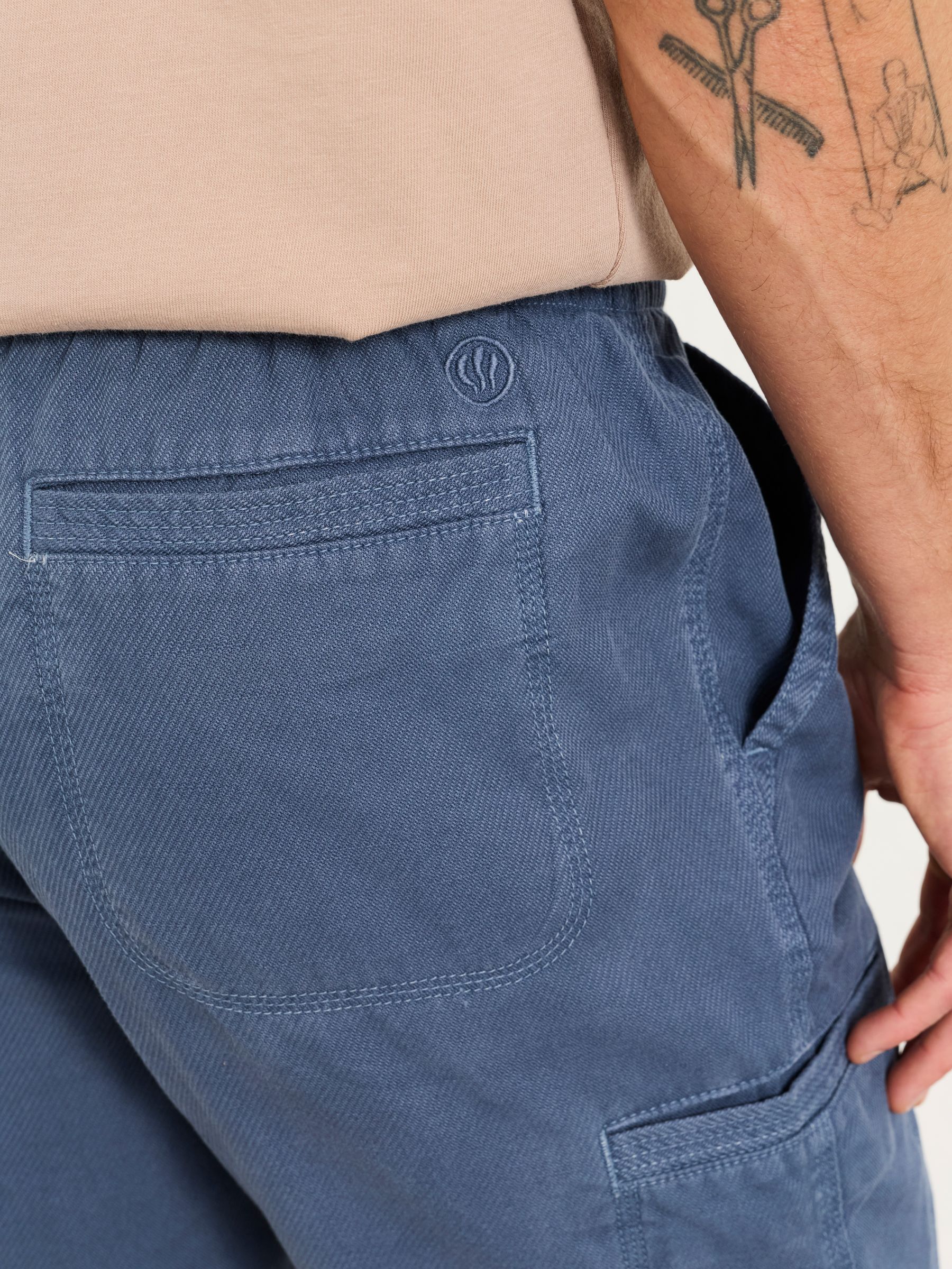Padstow Mid Blue Pull On Garment Dye Utility Shorts - Image 5 of 7