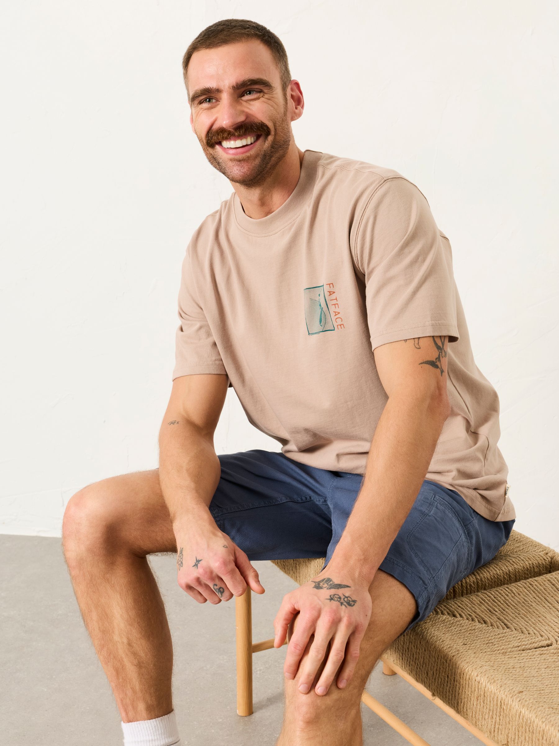 Padstow Mid Blue Pull On Garment Dye Utility Shorts - Image 6 of 7