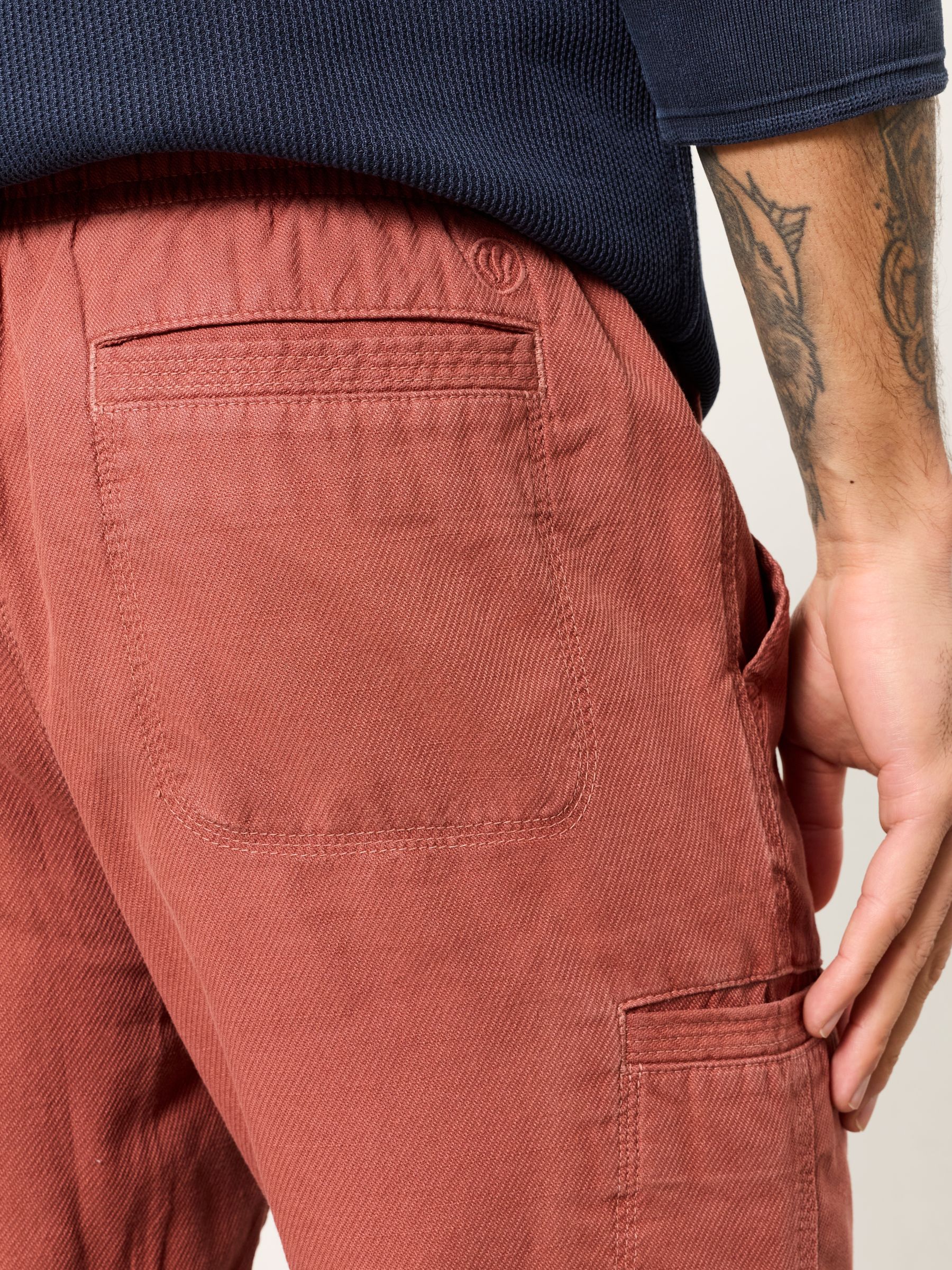 Padstow Terracotta Pull On Garment Dye Utility Shorts - Image 5 of 7